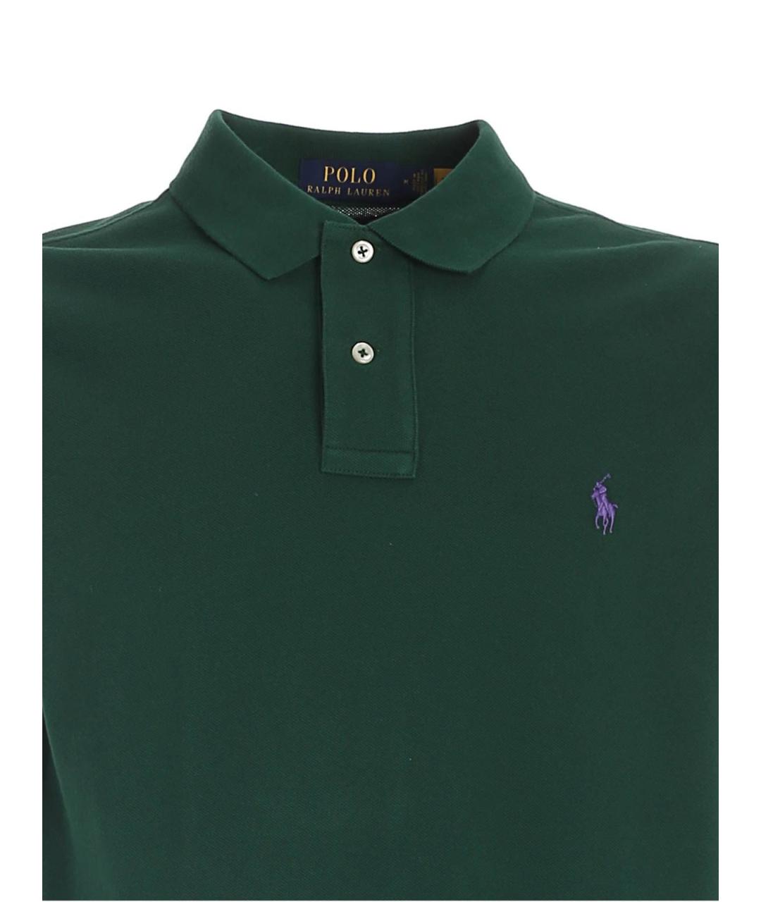 POLO RALPH LAUREN Зеленое хлопковое поло с коротким рукавом, фото 3