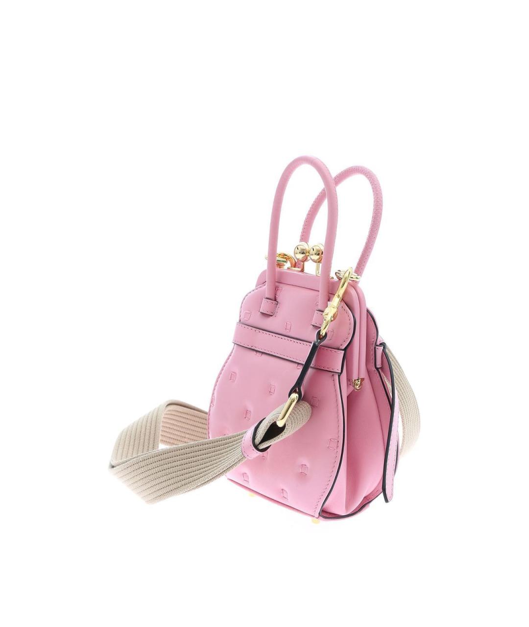 MOSCHINO Розовая кожаная сумка с короткими ручками, фото 2