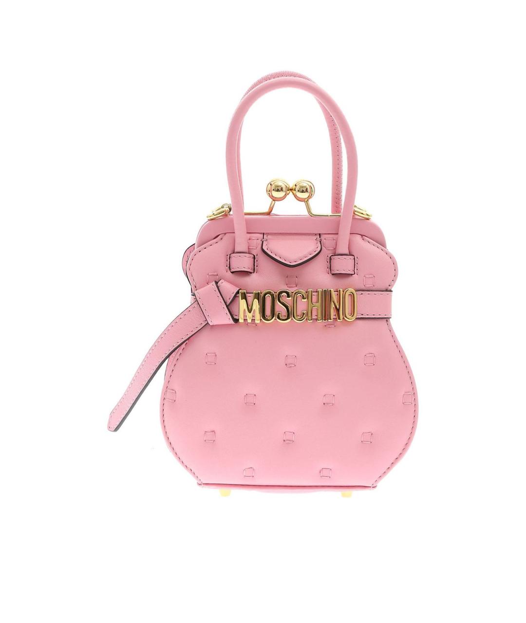 MOSCHINO Розовая кожаная сумка с короткими ручками, фото 1