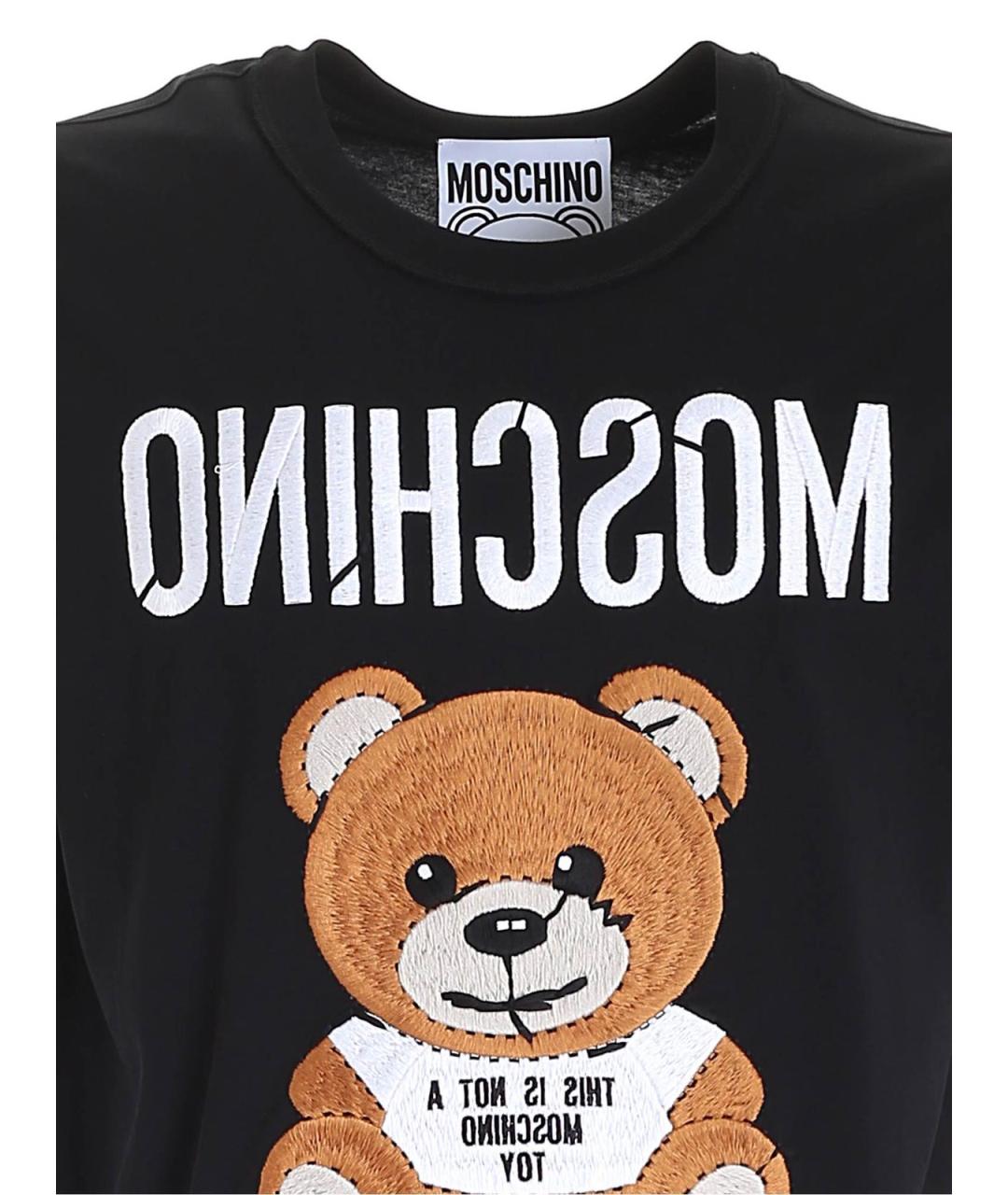MOSCHINO Черная хлопковая футболка, фото 3