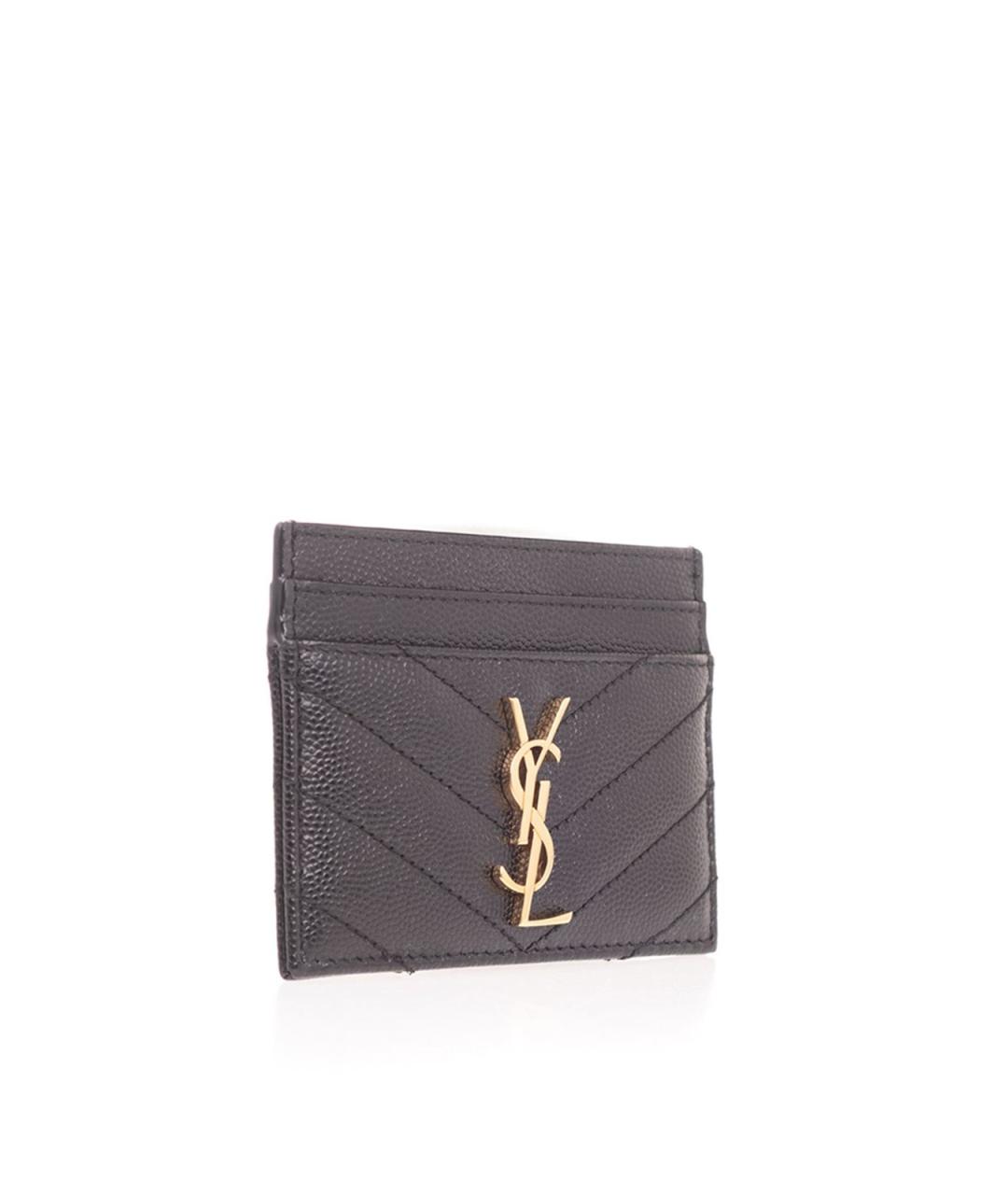 SAINT LAURENT Черный кожаный кардхолдер, фото 2