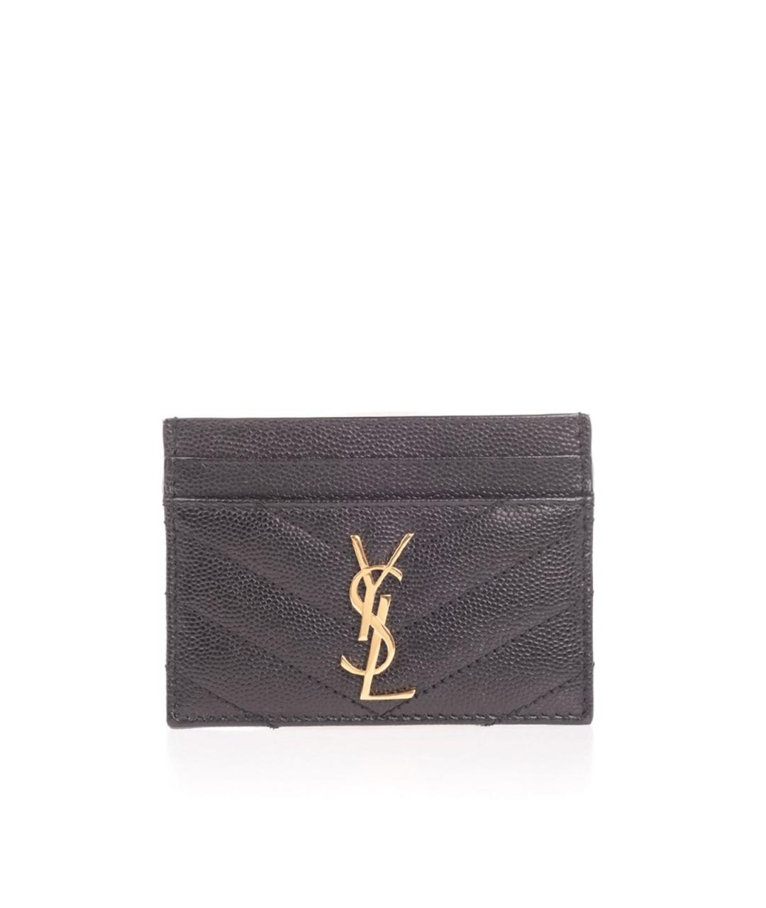 SAINT LAURENT Черный кожаный кардхолдер, фото 1