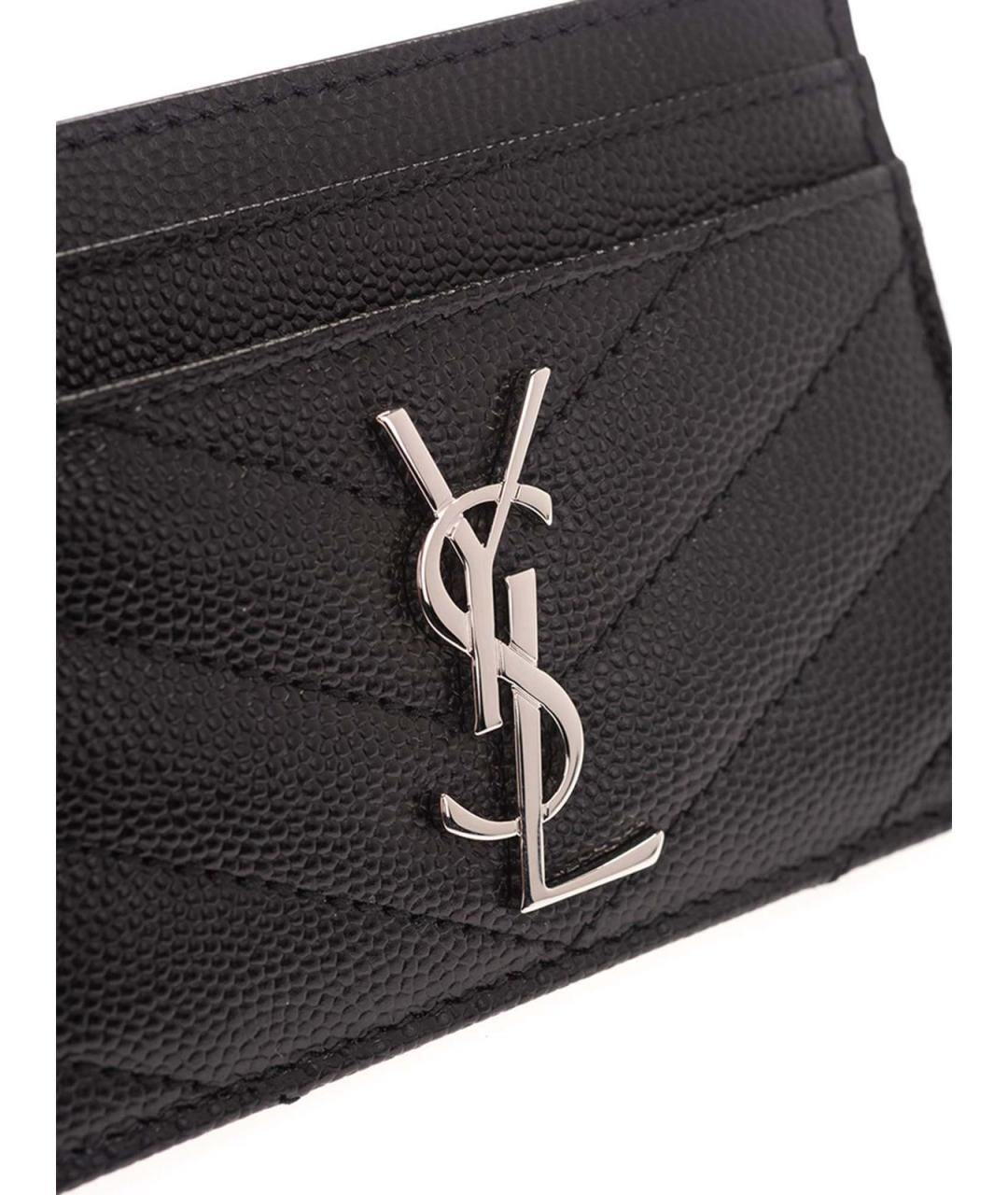 SAINT LAURENT Черный кожаный кошелек, фото 4