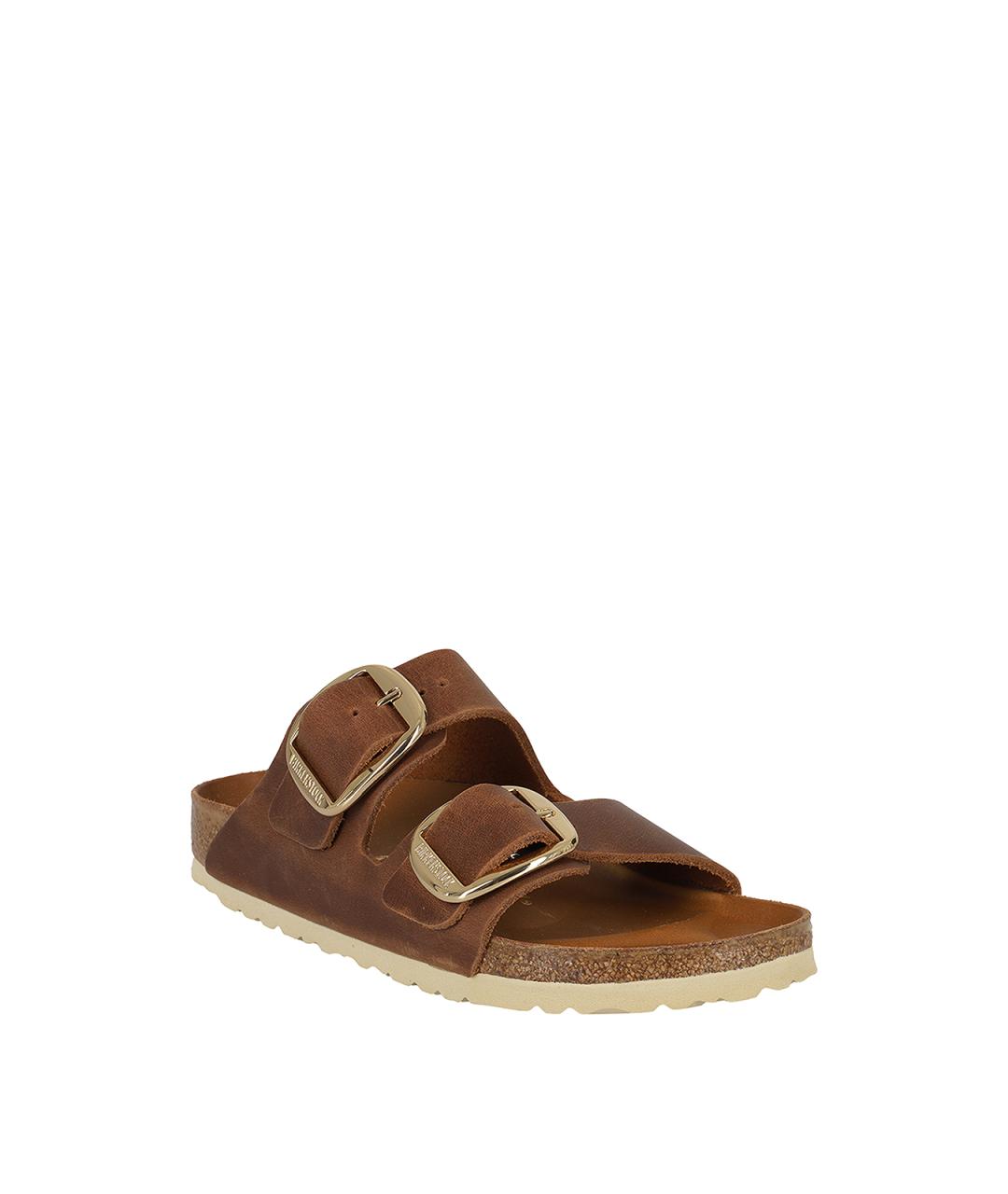 BIRKENSTOCK Коричневые кожаные шлепанцы, фото 2