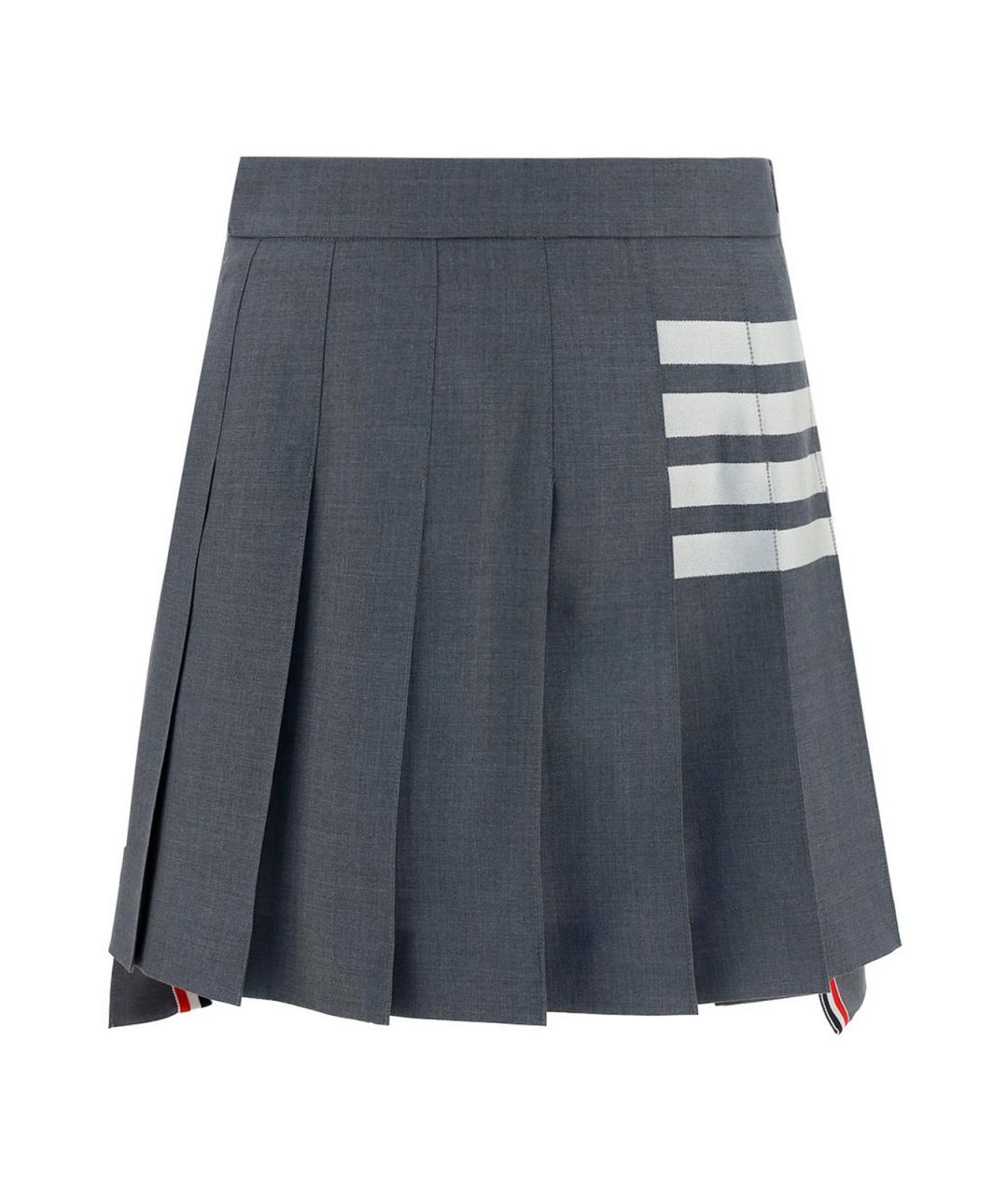 THOM BROWNE Серая шерстяная юбка мини, фото 1
