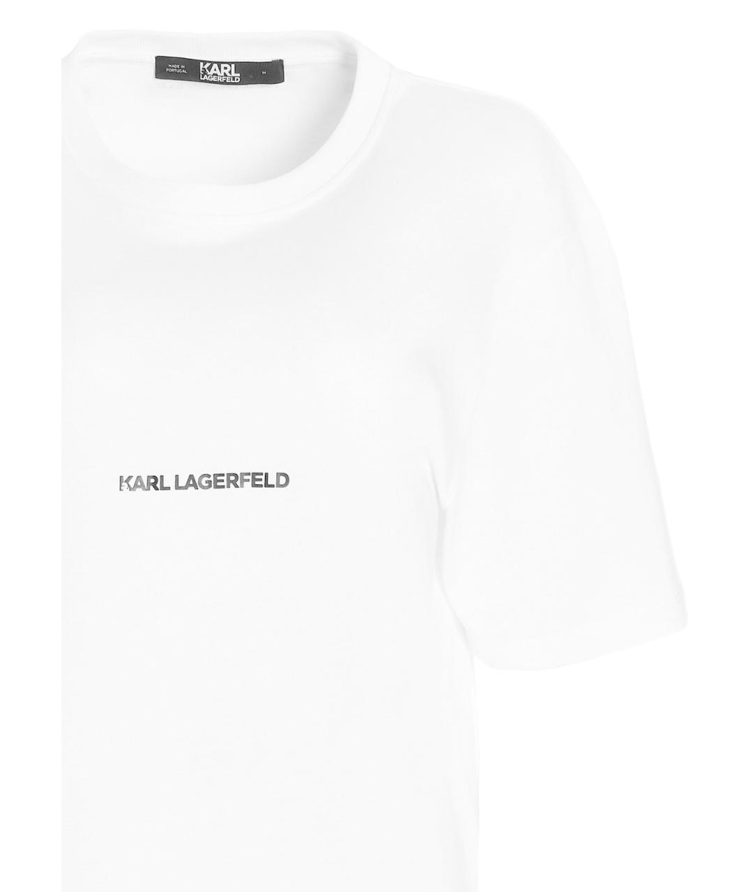 KARL LAGERFELD Белая хлопковая футболка, фото 3