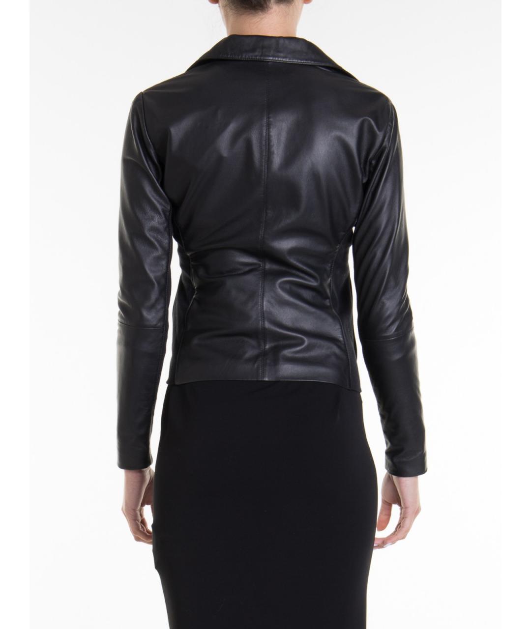 EMPORIO ARMANI Черная кожаная куртка, фото 4