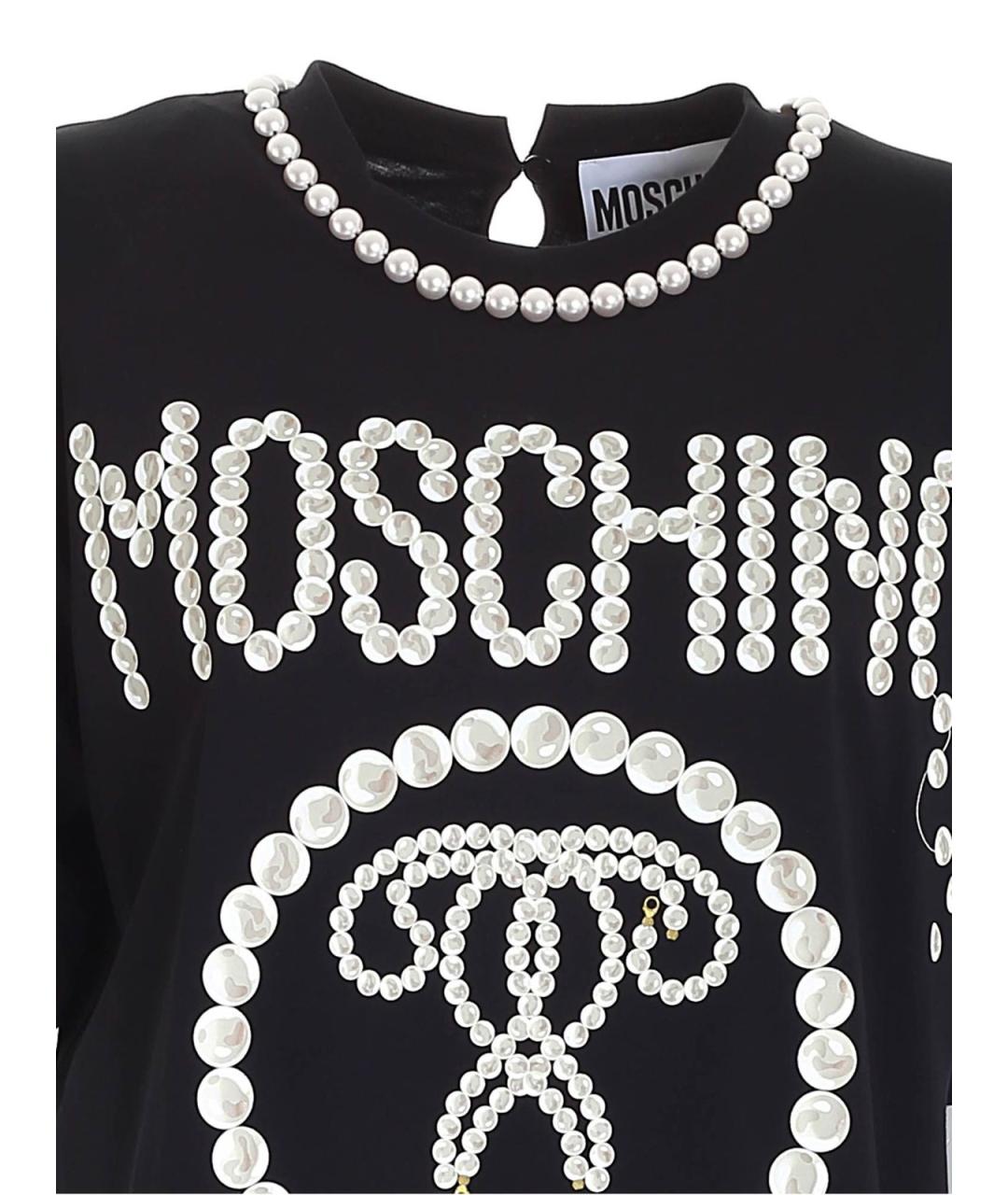 MOSCHINO Черная хлопковая футболка, фото 3
