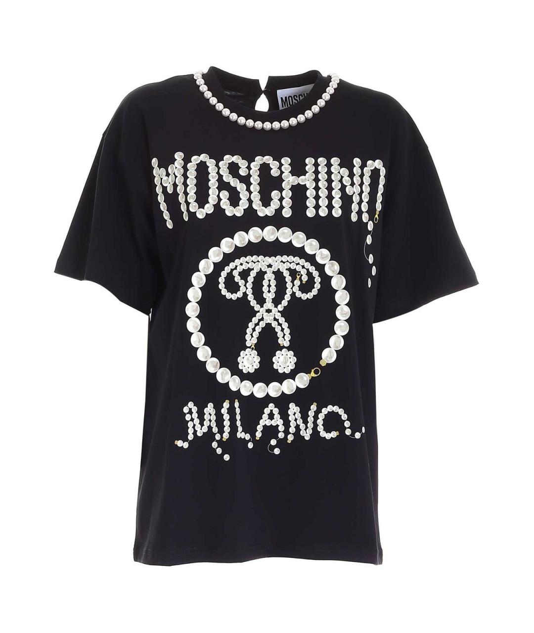 MOSCHINO Черная хлопковая футболка, фото 1