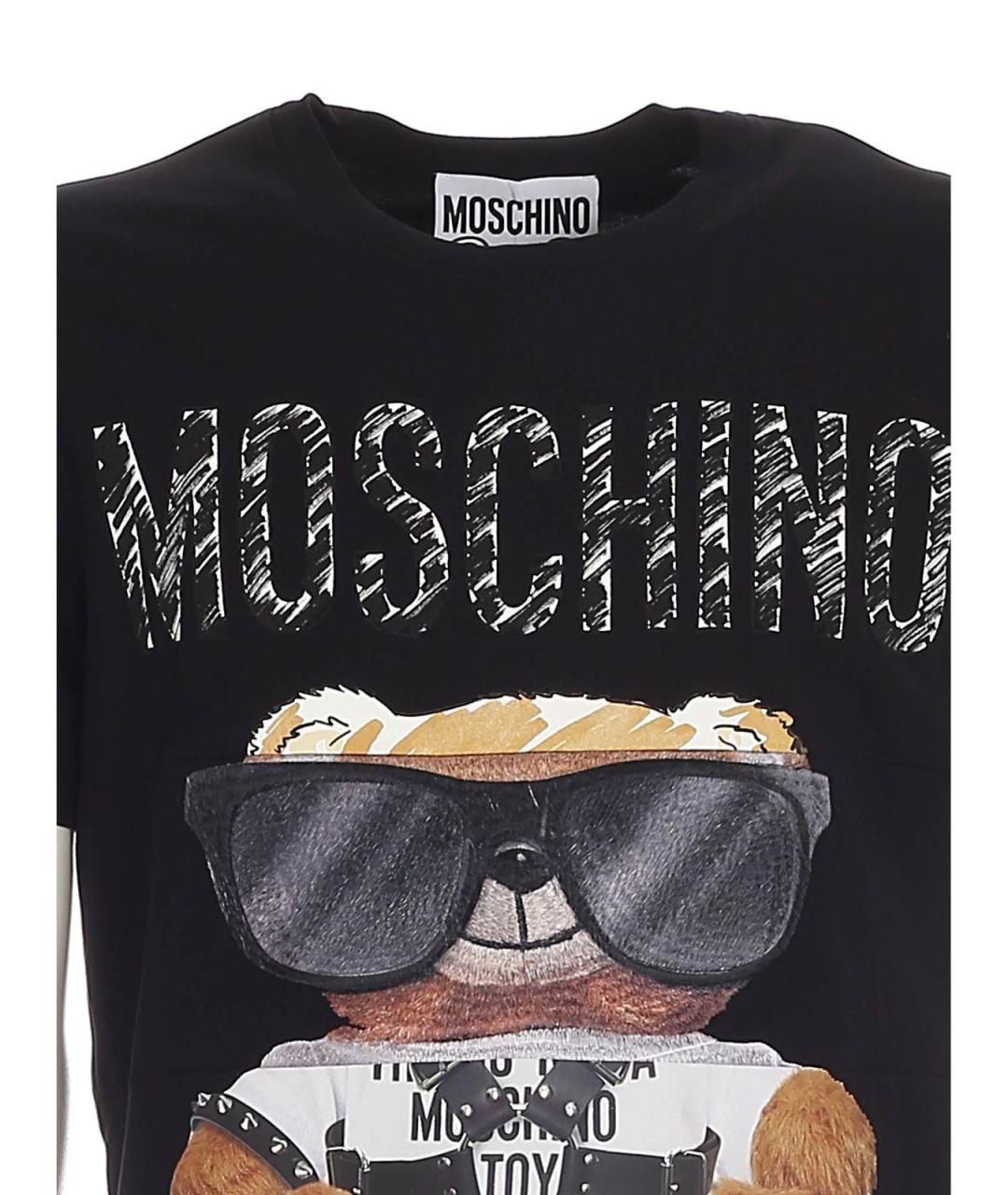 MOSCHINO Черная хлопковая футболка, фото 3