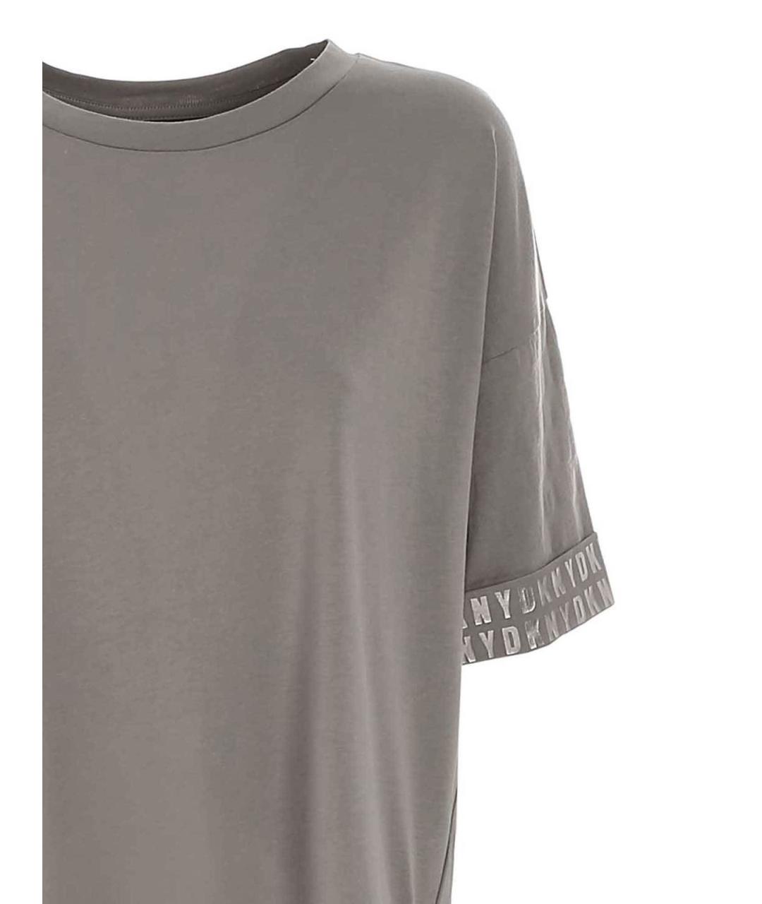 DKNY Серая хлопковая футболка, фото 3
