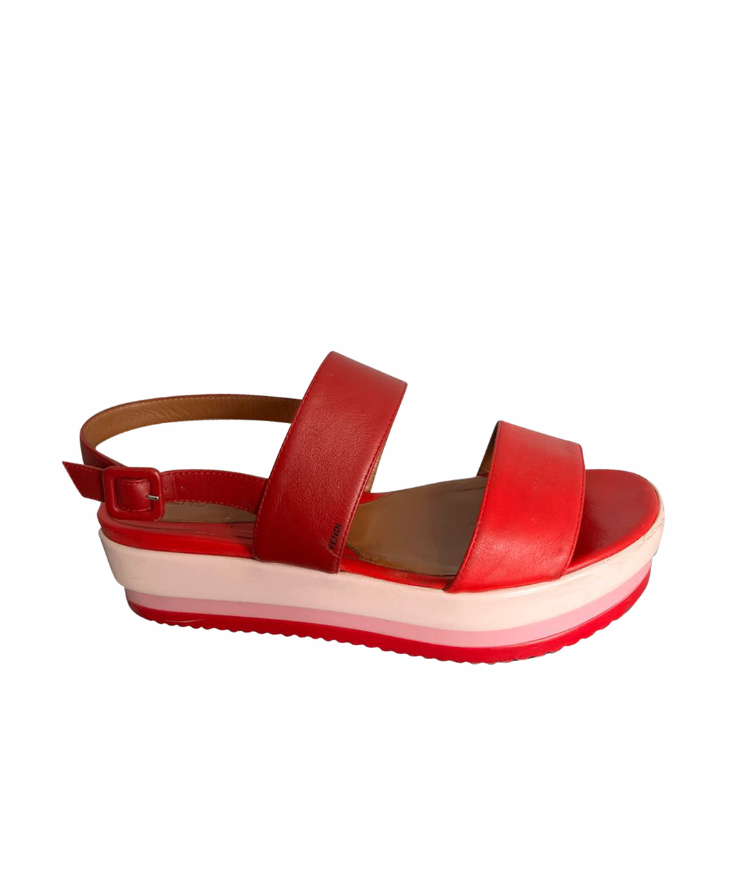 FENDI Красные кожаные сандалии, фото 1