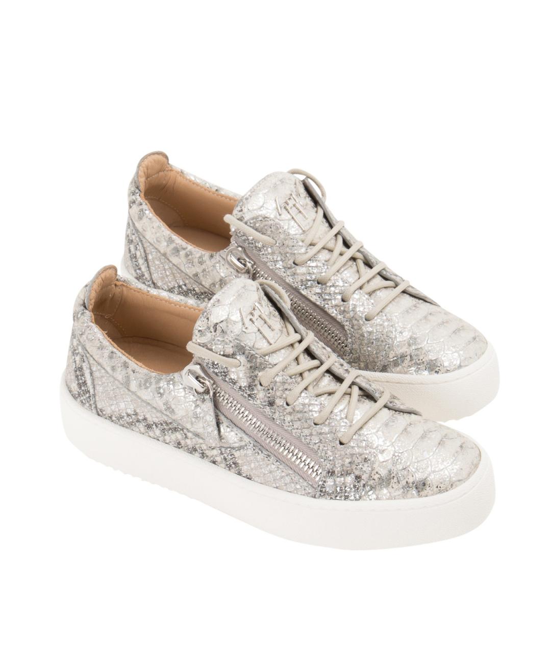 GIUSEPPE ZANOTTI DESIGN Серые кожаные кеды, фото 2