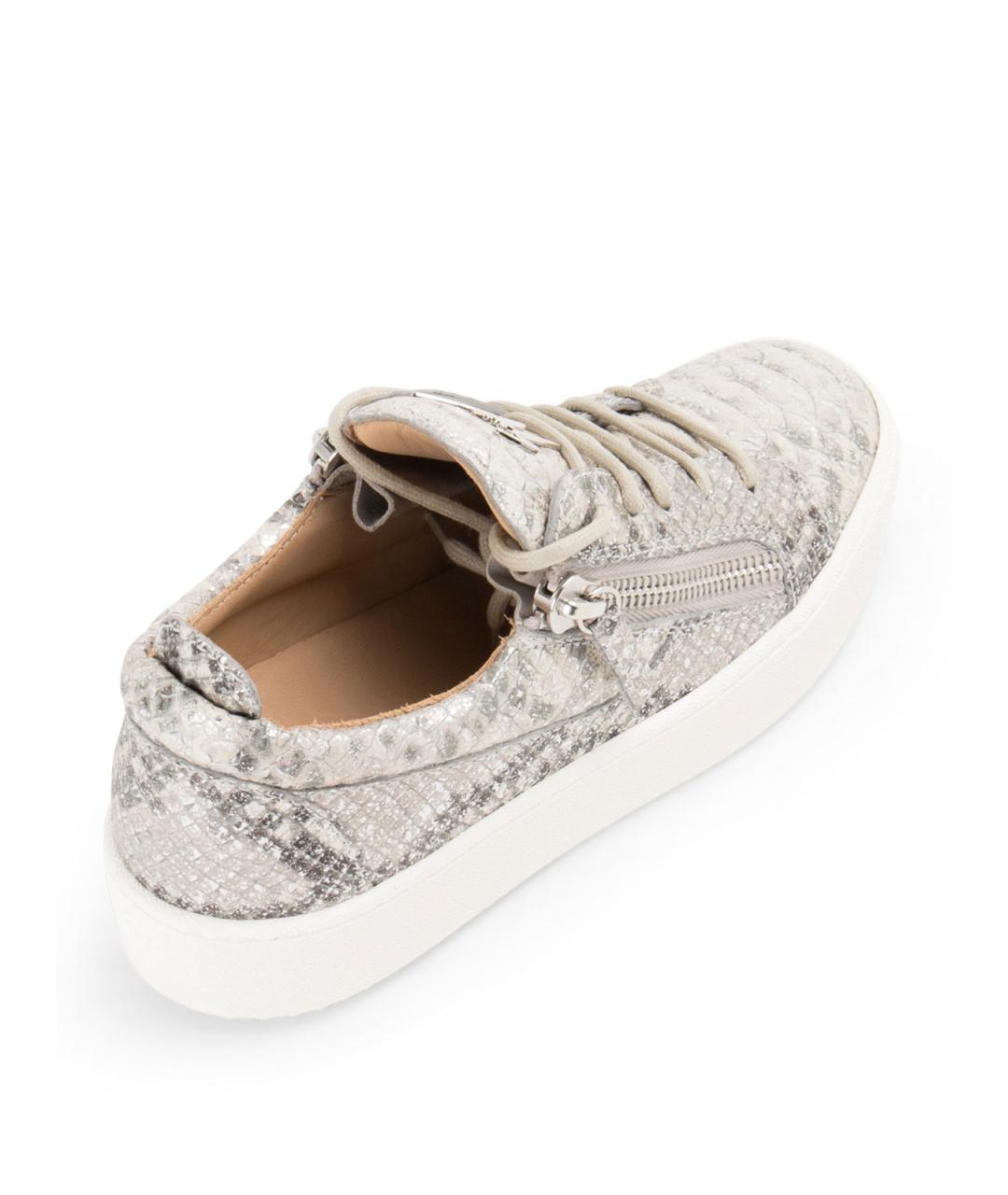 GIUSEPPE ZANOTTI DESIGN Серые кожаные кеды, фото 4