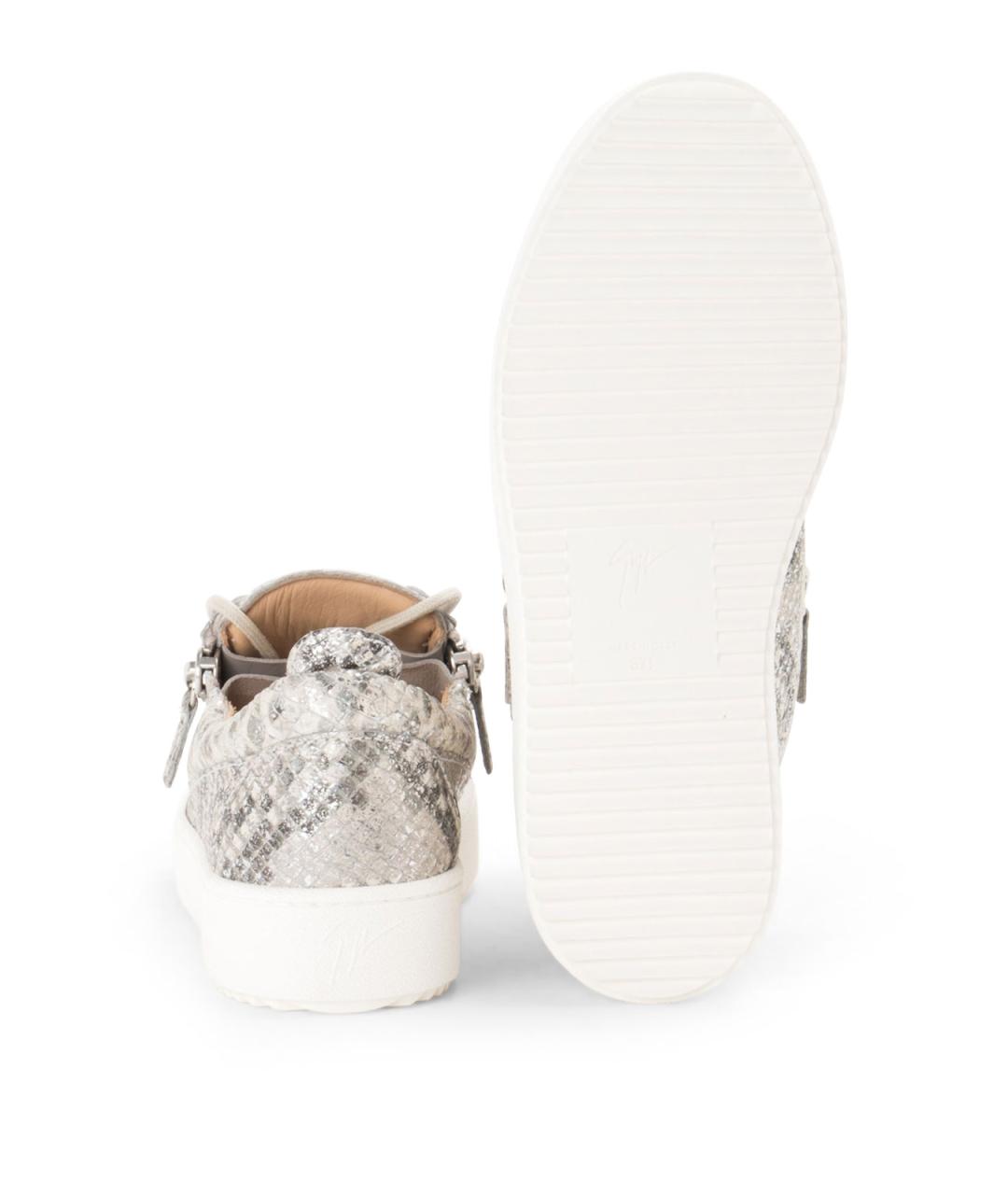 GIUSEPPE ZANOTTI DESIGN Серые кожаные кеды, фото 5