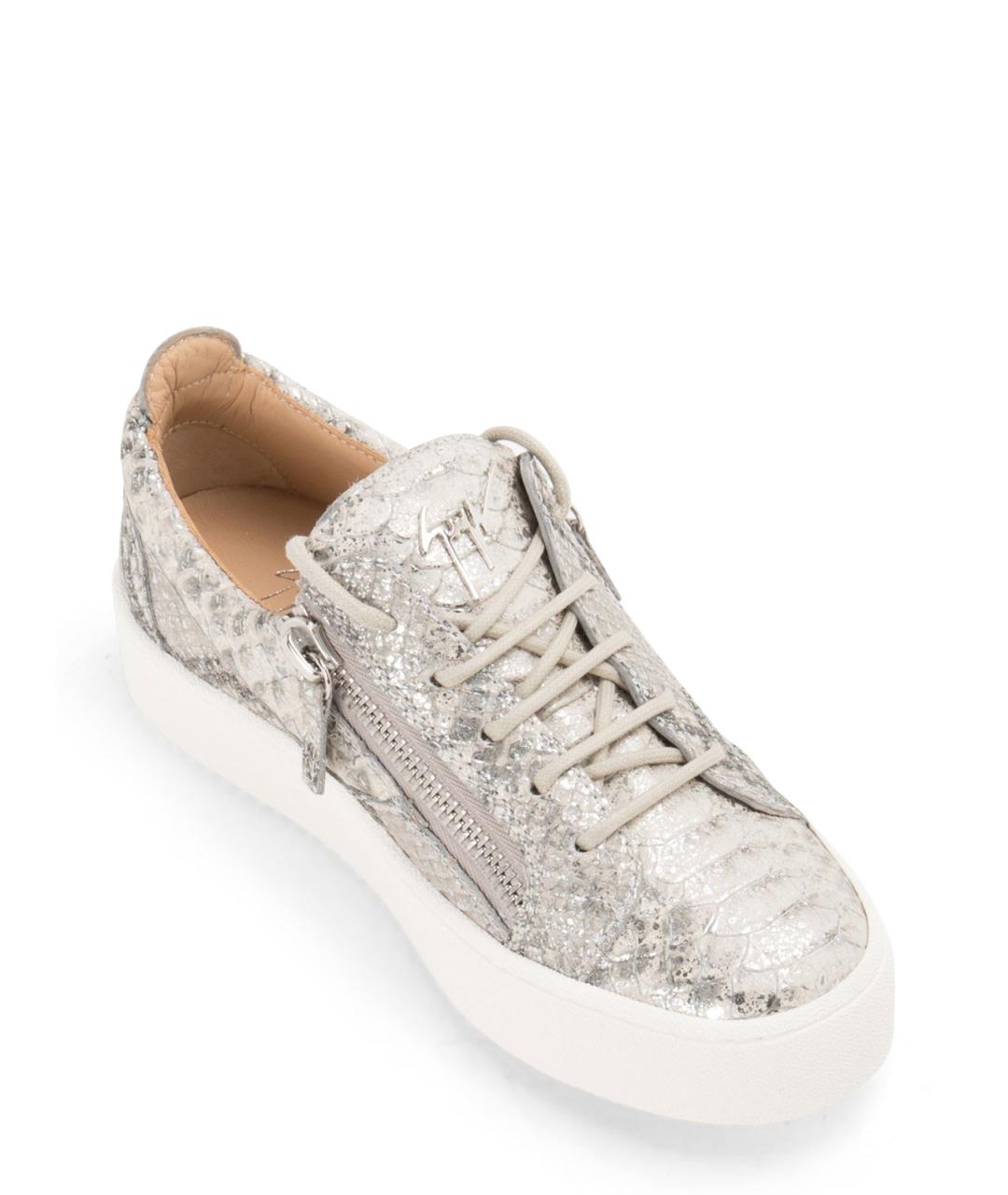 GIUSEPPE ZANOTTI DESIGN Серые кожаные кеды, фото 3