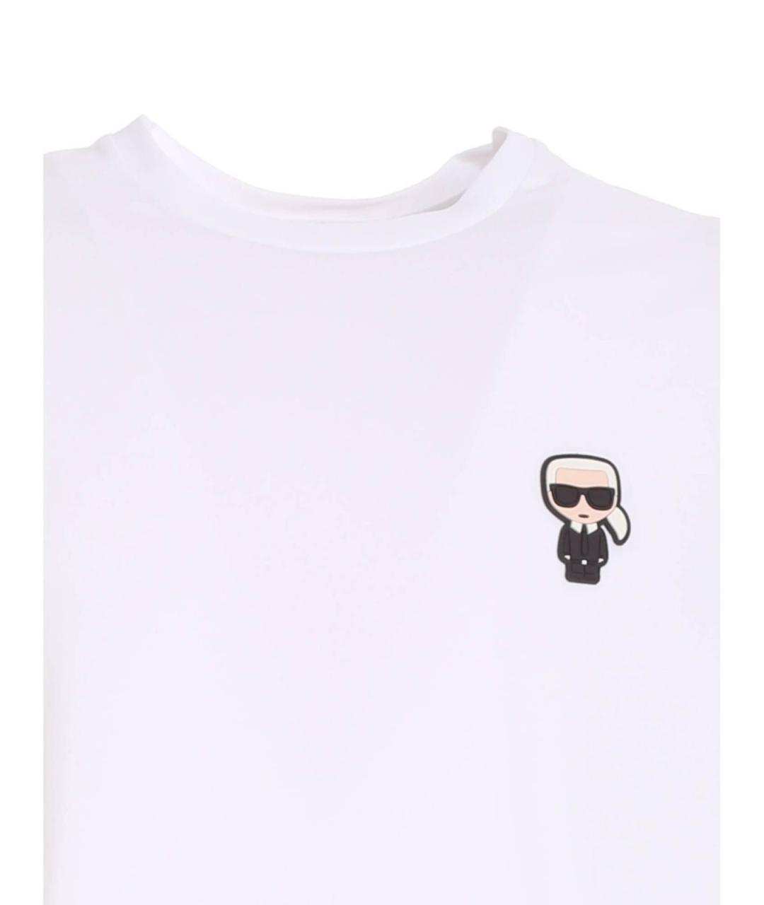 KARL LAGERFELD Белая хлопковая футболка, фото 3