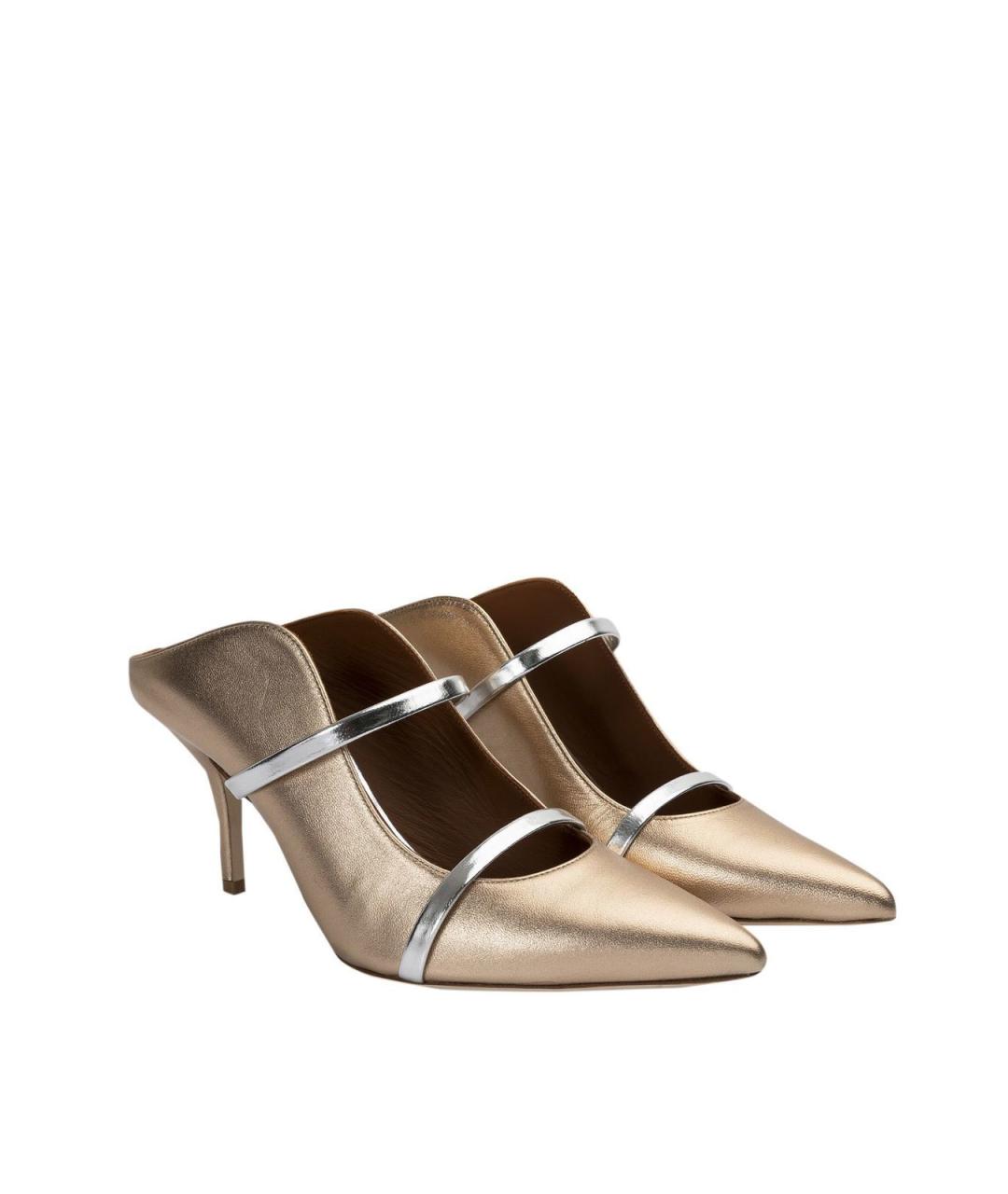 MALONE SOULIERS Золотые кожаные мюли, фото 3