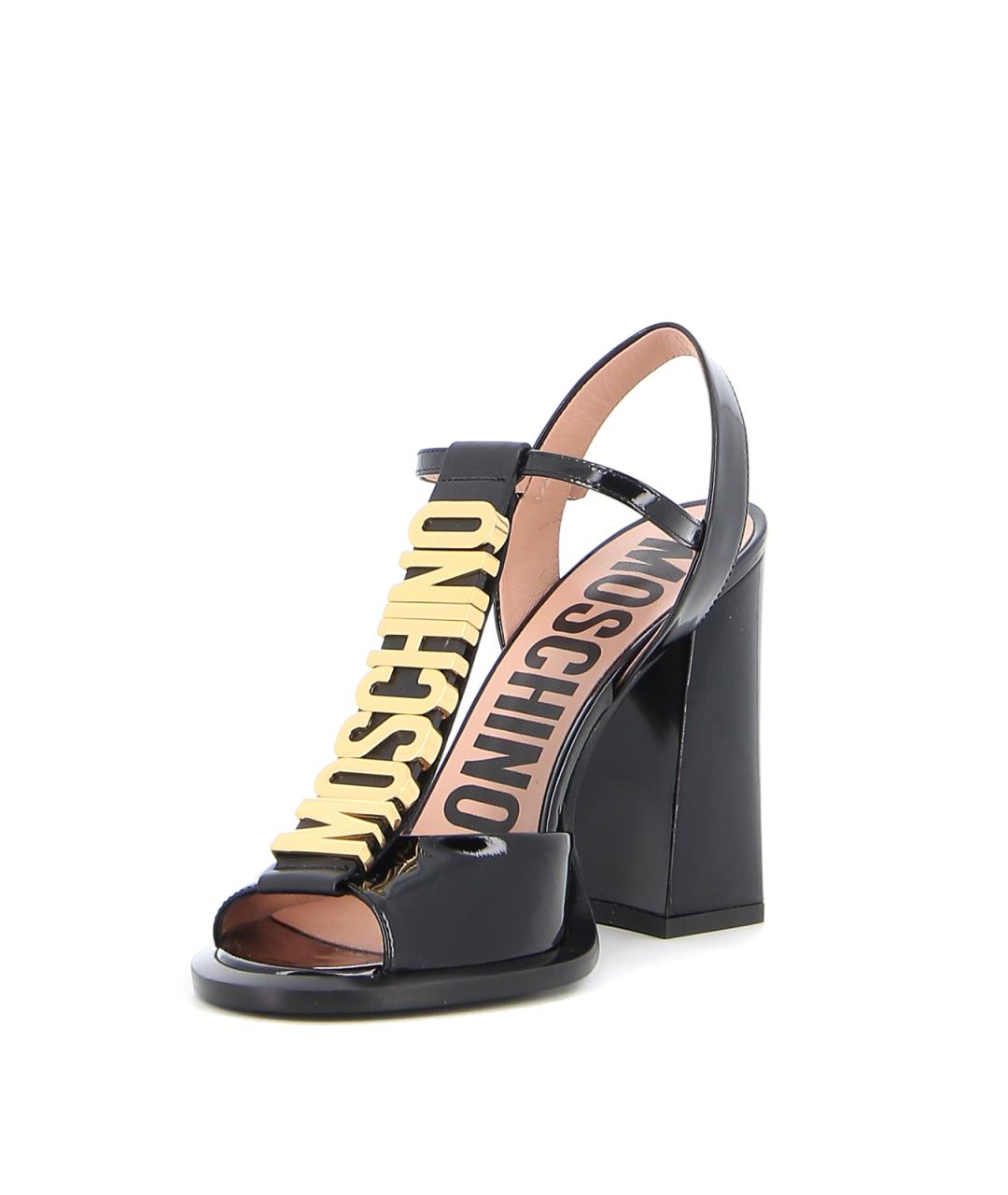 MOSCHINO Черные кожаные босоножки, фото 3