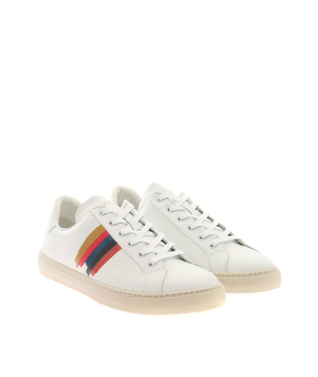 PAUL SMITH Белые кожаные низкие кроссовки / кеды, фото 2