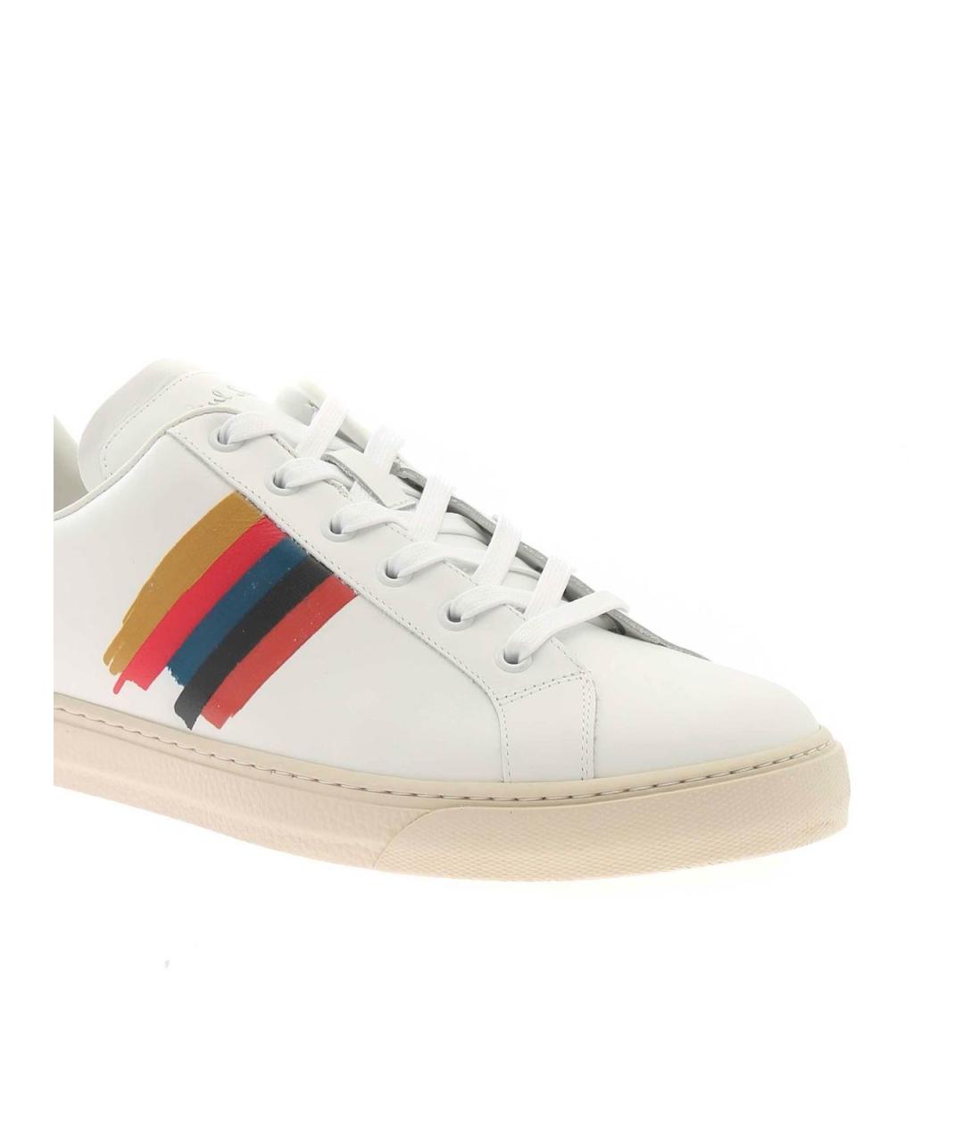 PAUL SMITH Белые кожаные низкие кроссовки / кеды, фото 4