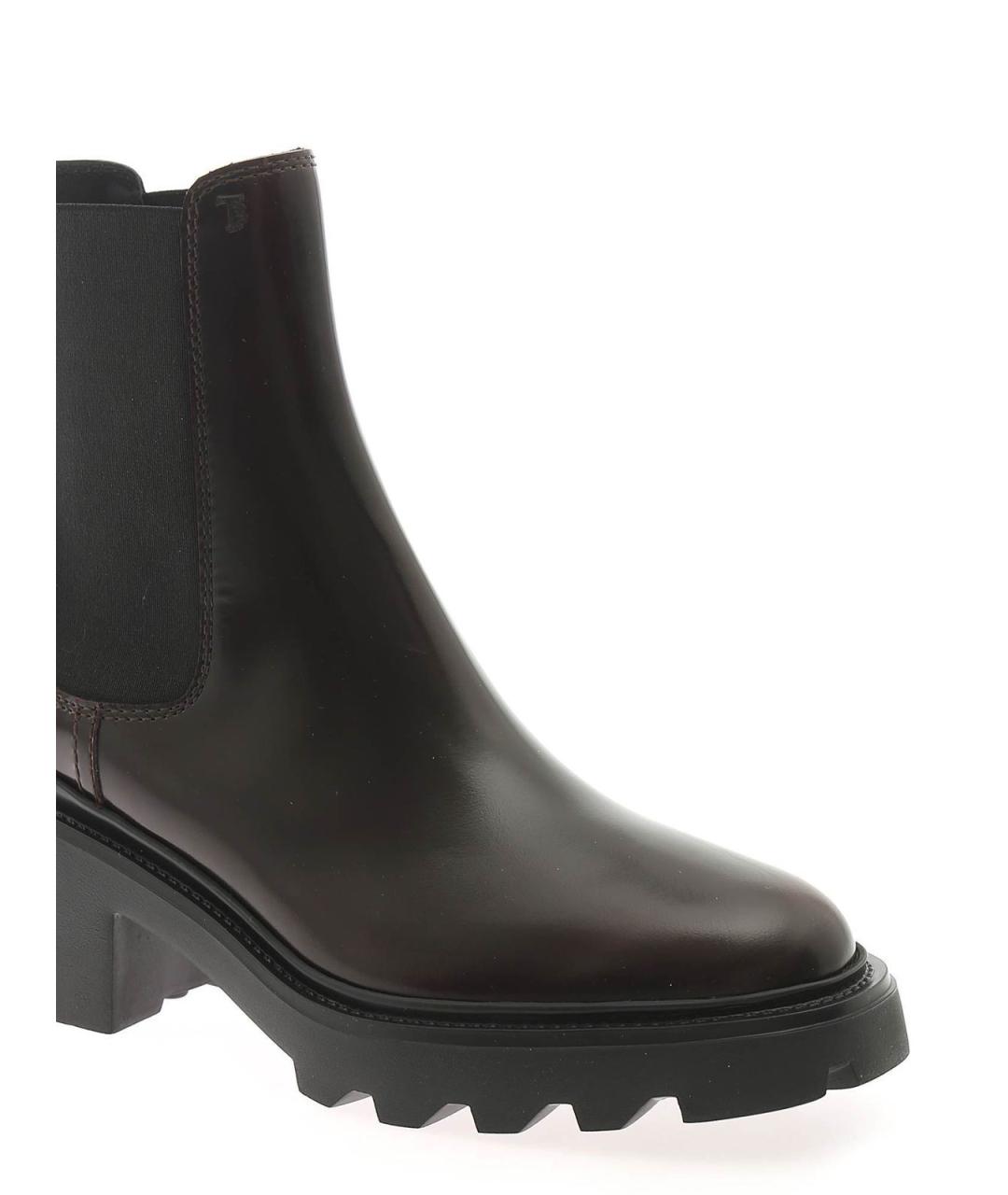 TOD'S Бордовые кожаные ботильоны, фото 4