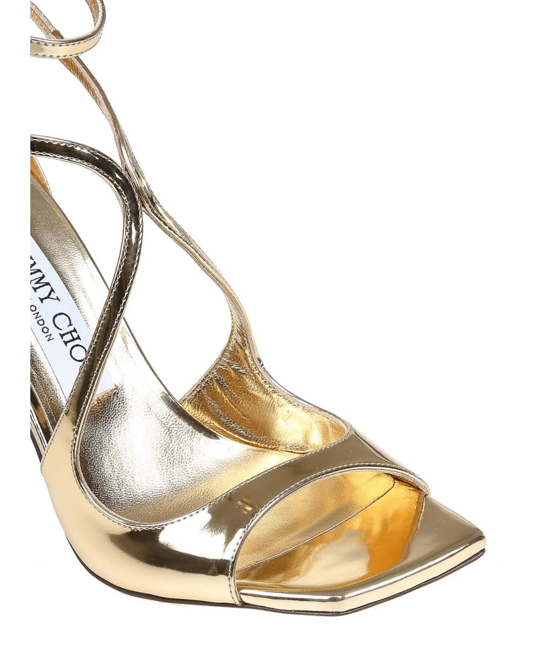 JIMMY CHOO Золотые кожаные сандалии, фото 5