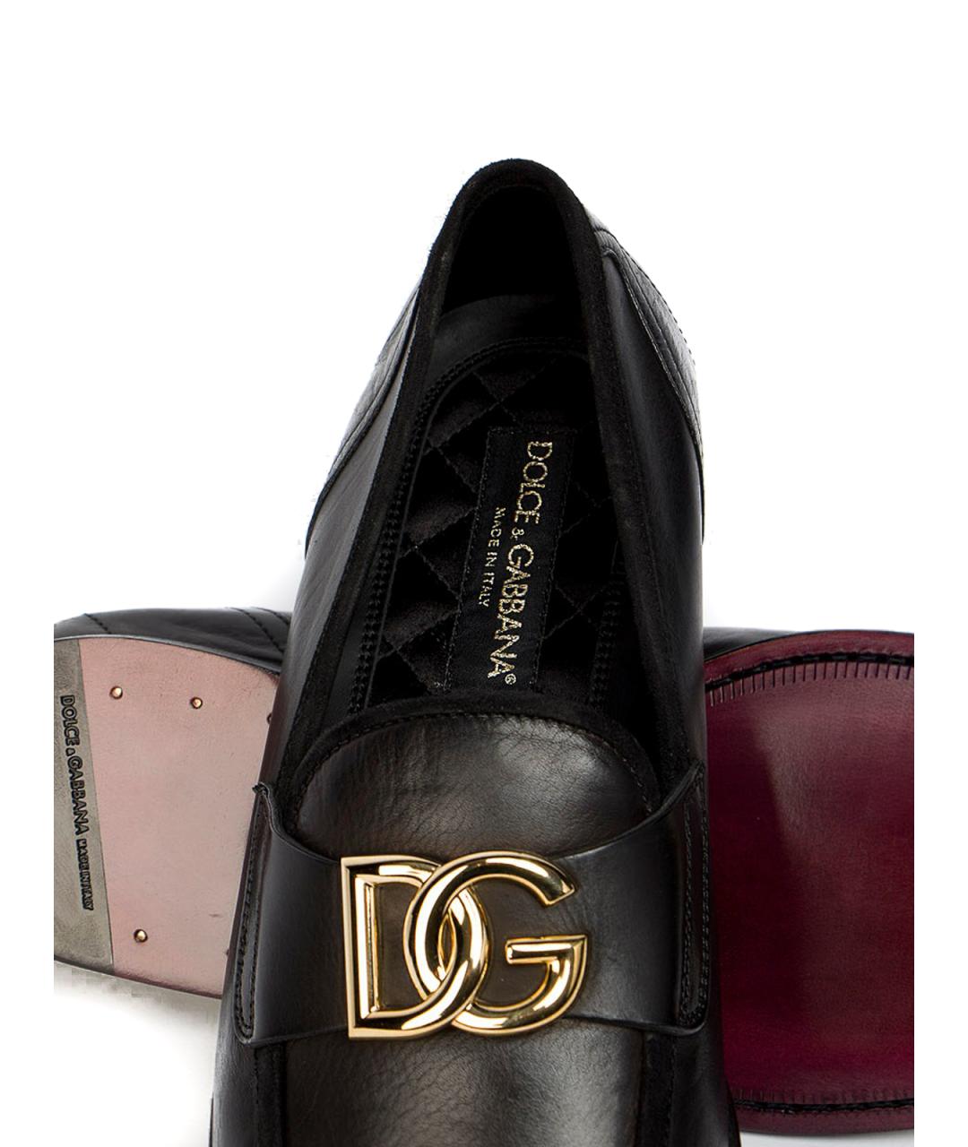 DOLCE&GABBANA Черные кожаные лоферы, фото 5