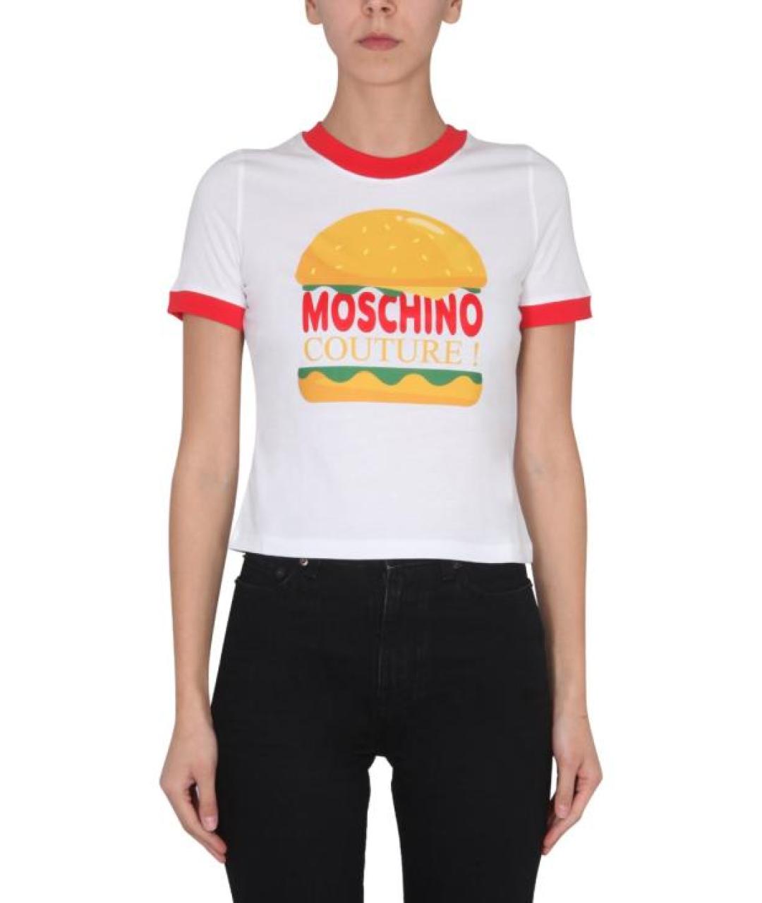MOSCHINO Белая хлопковая футболка, фото 3