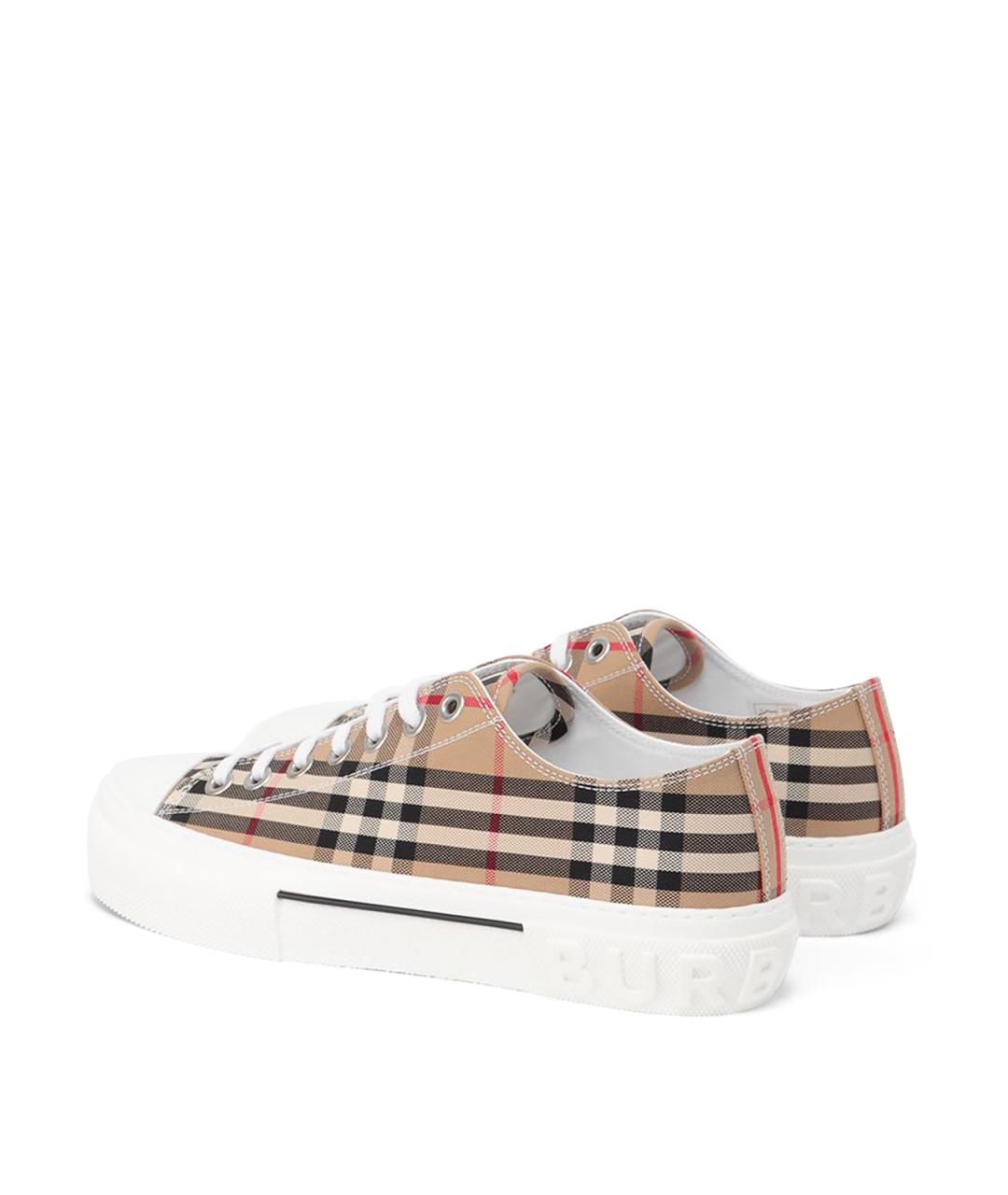 BURBERRY Бежевые текстильные низкие кроссовки / кеды, фото 3