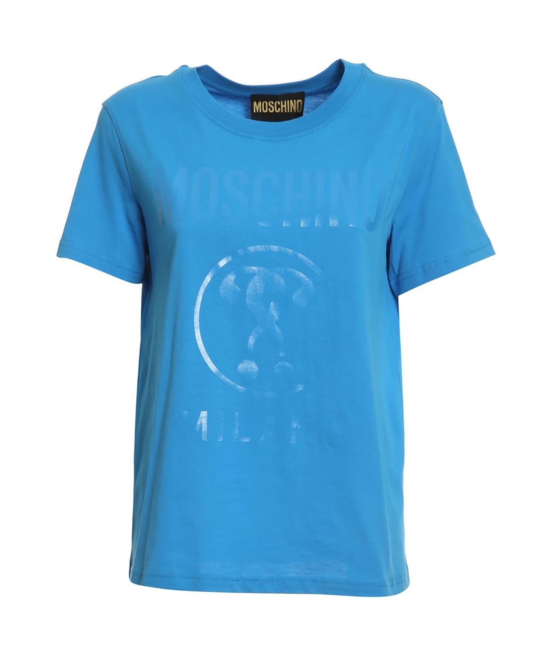 MOSCHINO Голубая хлопковая футболка, фото 1
