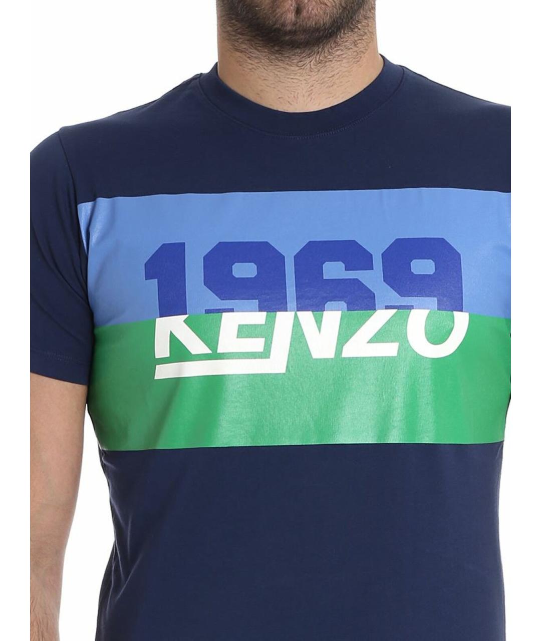 KENZO Синяя хлопковая футболка, фото 4