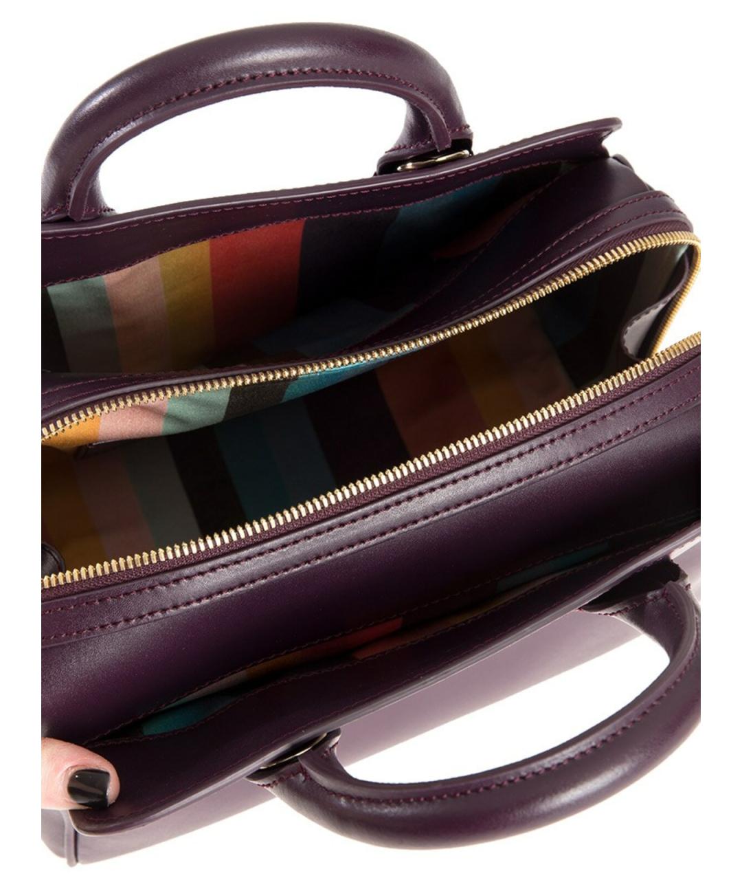 PAUL SMITH Фиолетовая кожаная сумка с короткими ручками, фото 5