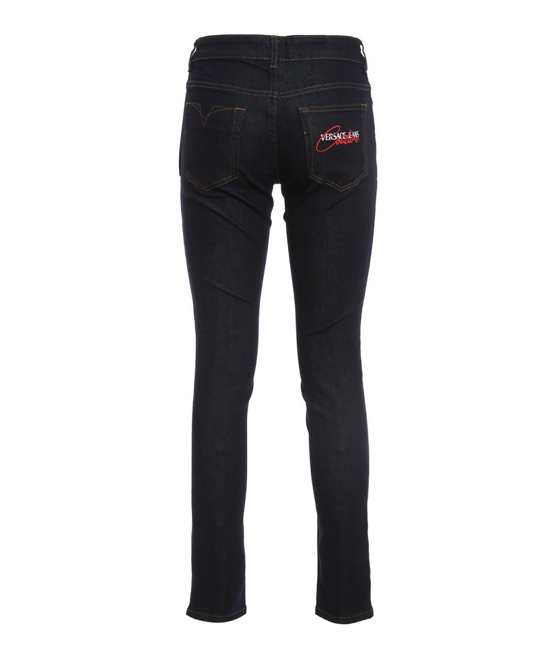 VERSACE JEANS COUTURE Темно-синие хлопковые прямые джинсы, фото 2