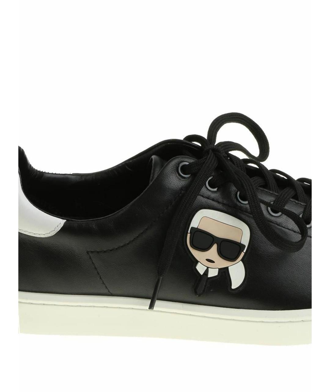 KARL LAGERFELD Черные кожаные низкие кроссовки / кеды, фото 4