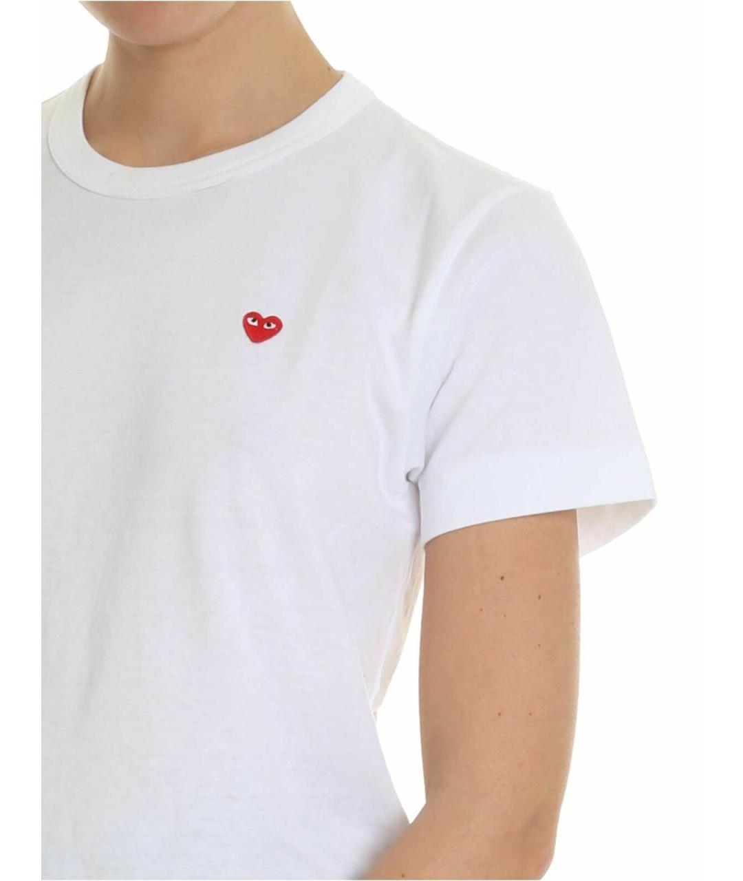 COMME DES GARÇONS PLAY Белая хлопковая футболка, фото 4