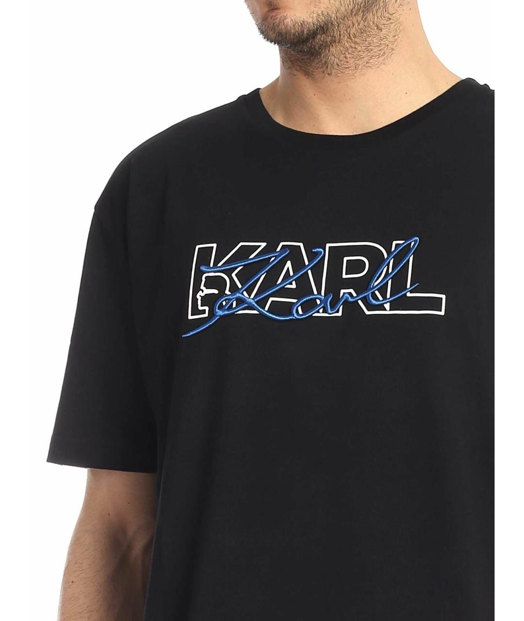 KARL LAGERFELD Черная хлопковая футболка, фото 4