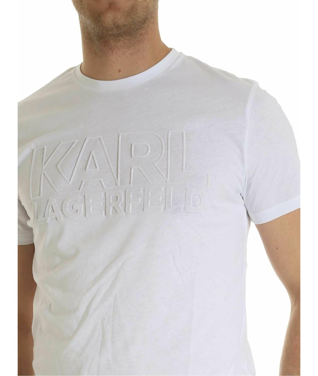 KARL LAGERFELD Белая хлопковая футболка, фото 4