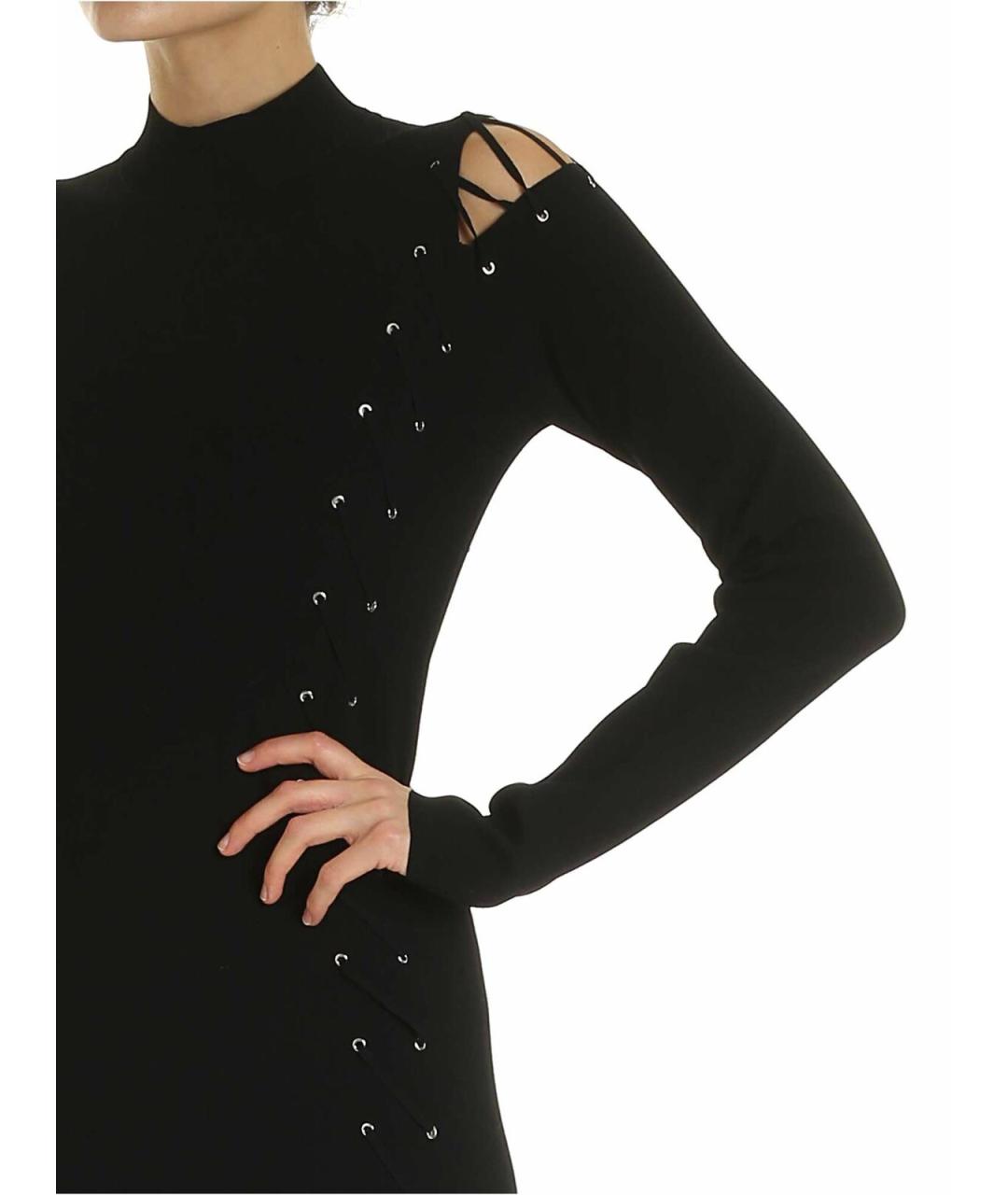 ALEXANDER MCQUEEN Черное полиэстеровое платье, фото 4