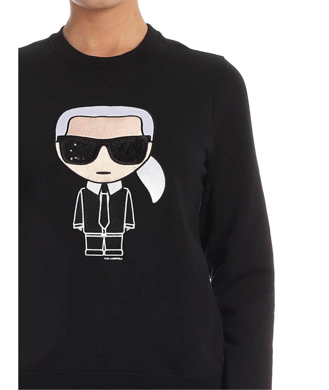 KARL LAGERFELD Черная хлопковая футболка, фото 4