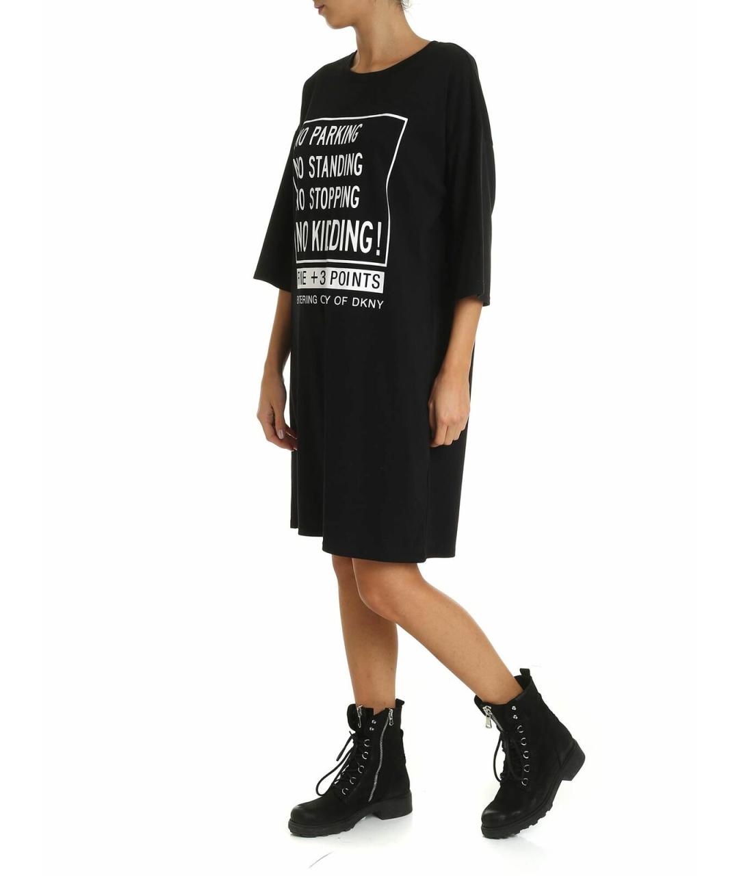 DKNY Черное хлопковое повседневное платье, фото 2