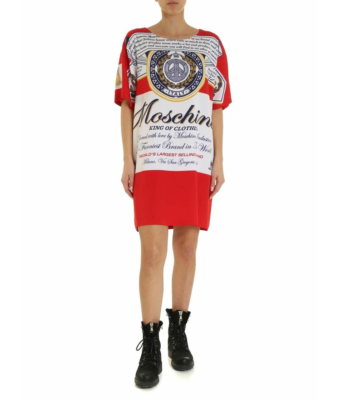 MOSCHINO Красное вискозное повседневное платье, фото 1