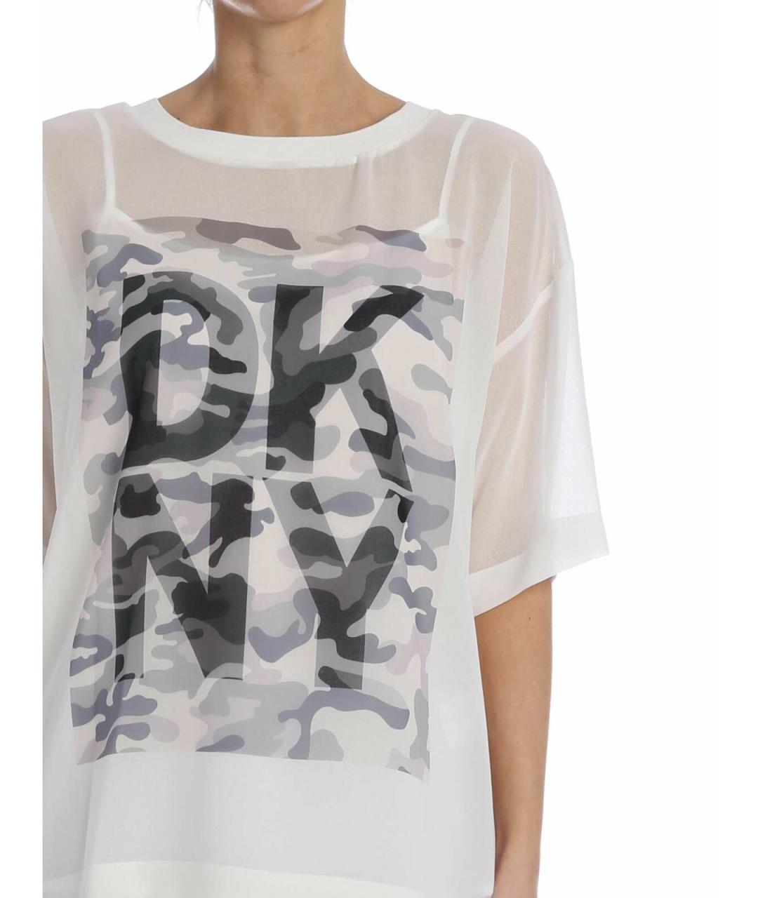 DKNY Белая полиэстеровая футболка, фото 4