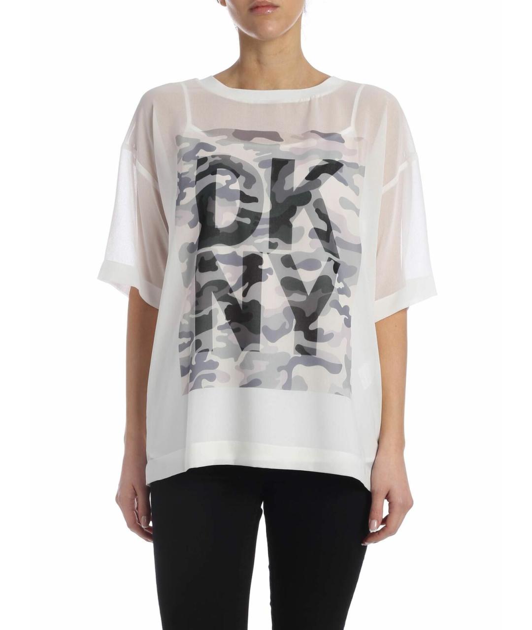 DKNY Белая полиэстеровая футболка, фото 1