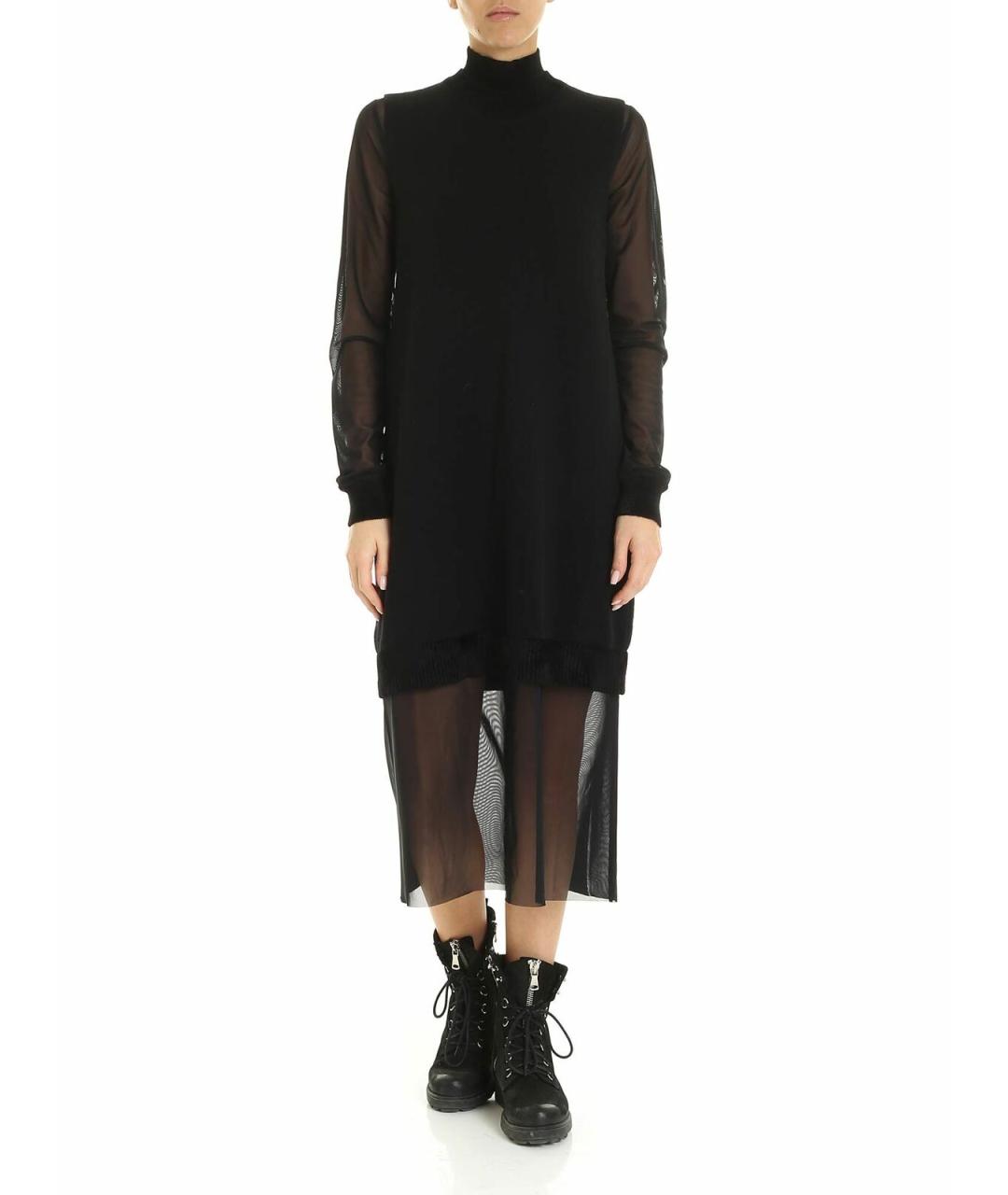 ALEXANDER MCQUEEN Черное полиэстеровое платье, фото 1