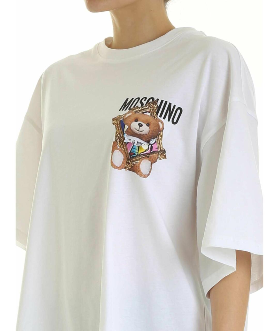 MOSCHINO Белая хлопковая футболка, фото 4