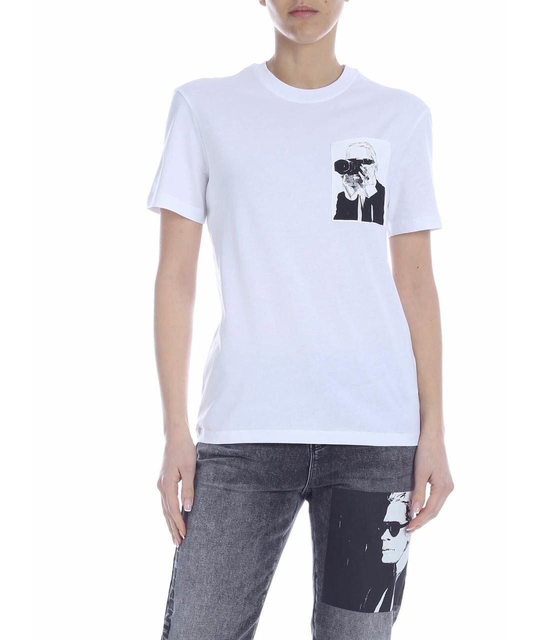 KARL LAGERFELD Белая хлопковая футболка, фото 1