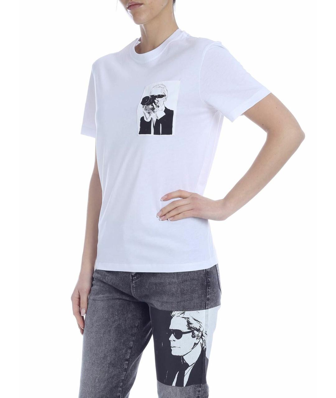 KARL LAGERFELD Белая хлопковая футболка, фото 2