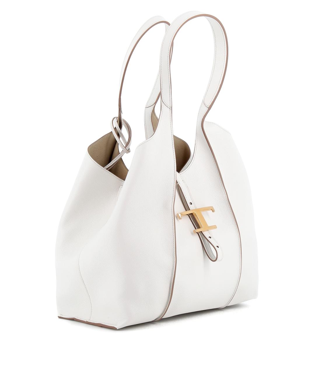 TOD'S Белая кожаная сумка тоут, фото 2
