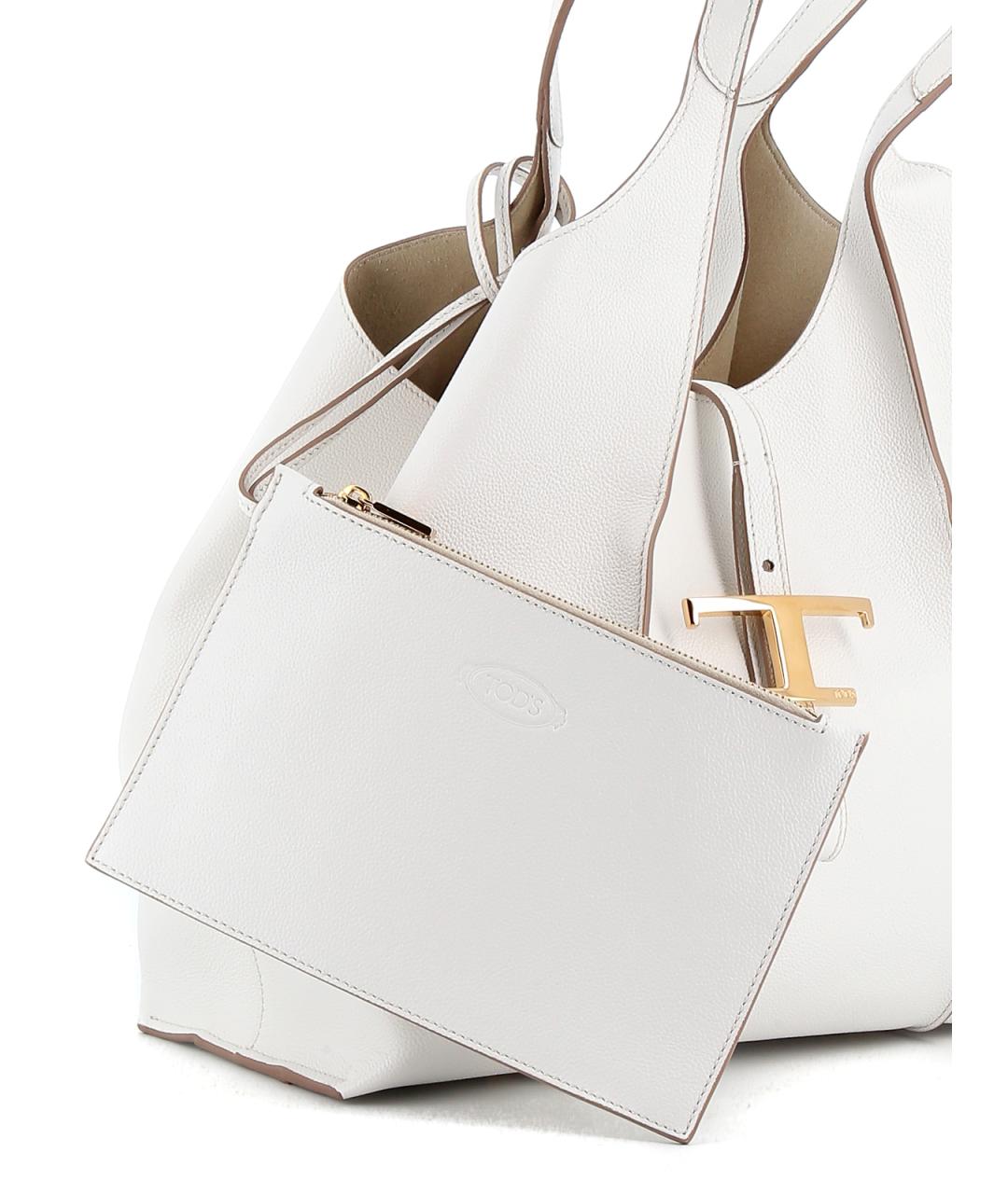 TOD'S Белая кожаная сумка тоут, фото 4